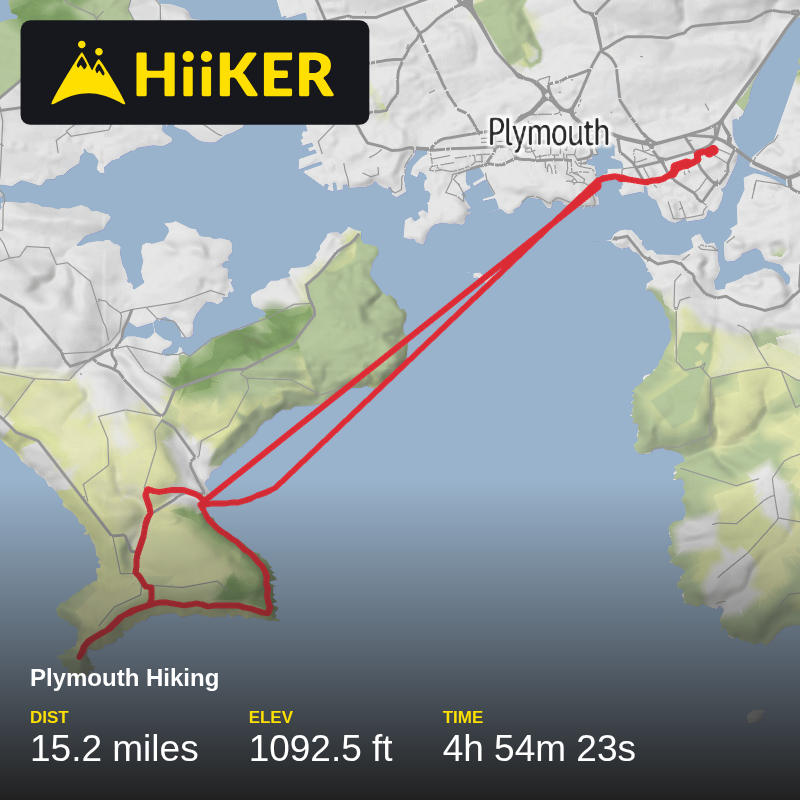 A map preview of the recording Plymouth Hiking.