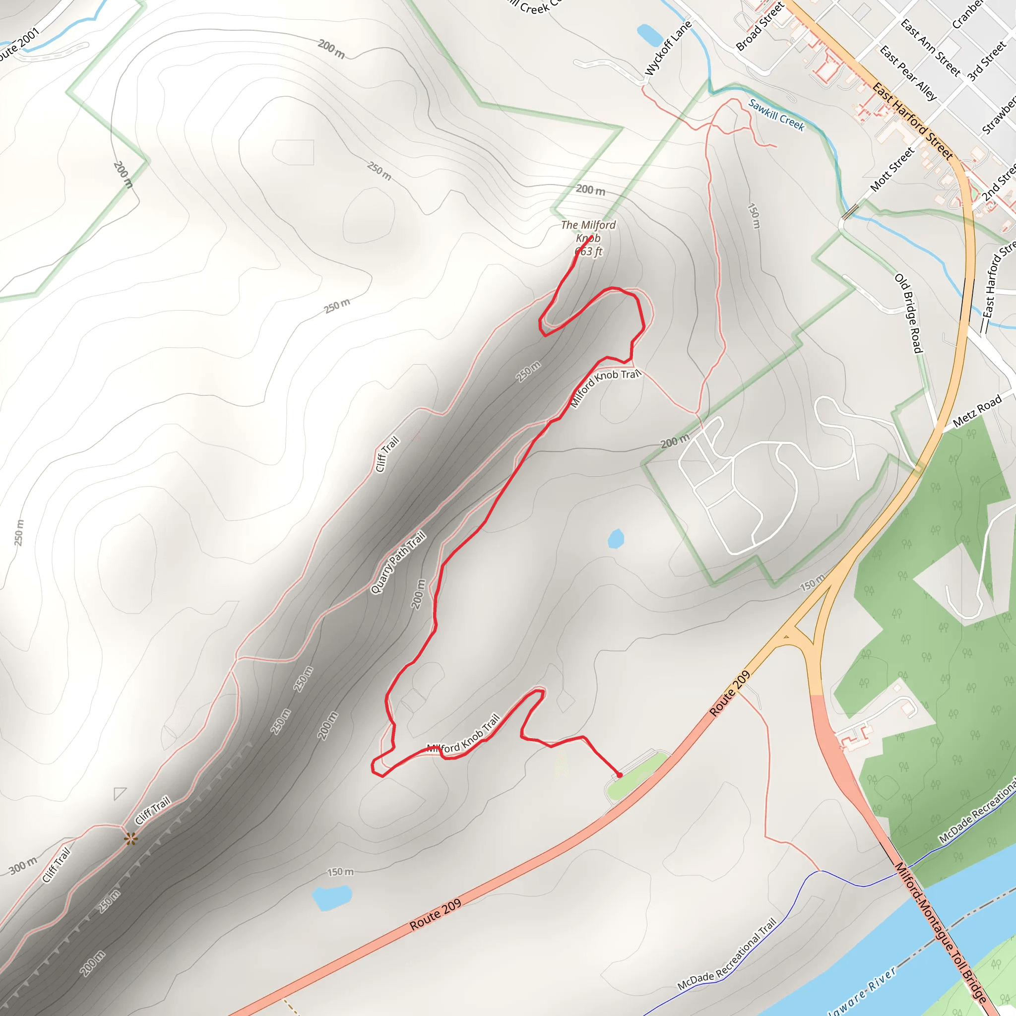 The Milford Knob via Milford Knob Trail mobile static map