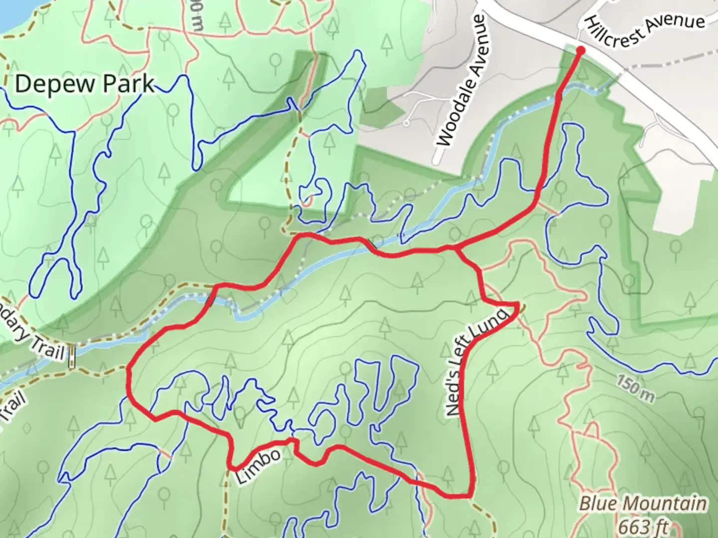 An image depicting the trail Blue Mountain Park Loop and its surrounding area.