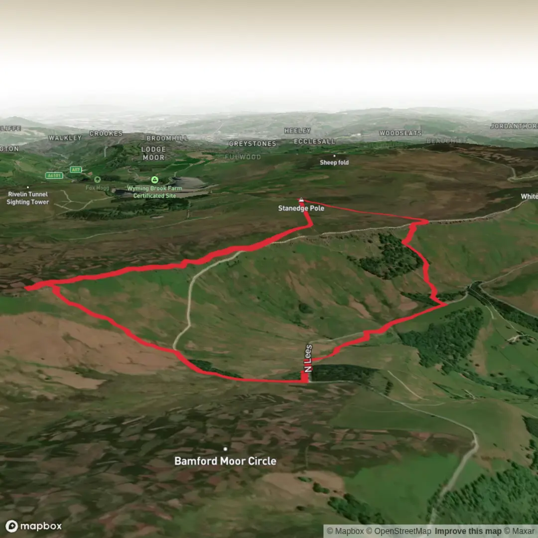 An image depicting the trail High Neb and Stannage Pole and its surrounding area.