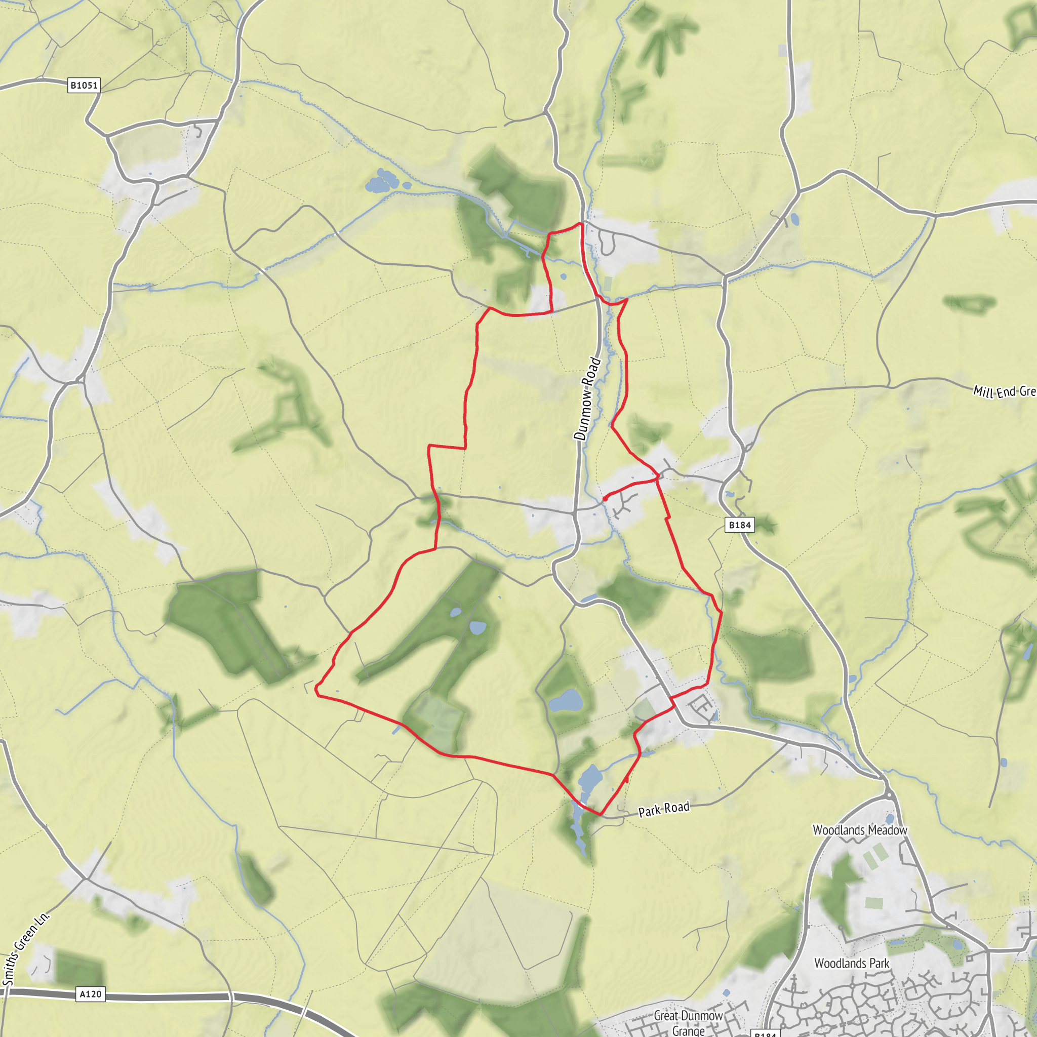 Great Easton and Broxted Hill Loop mobile static map