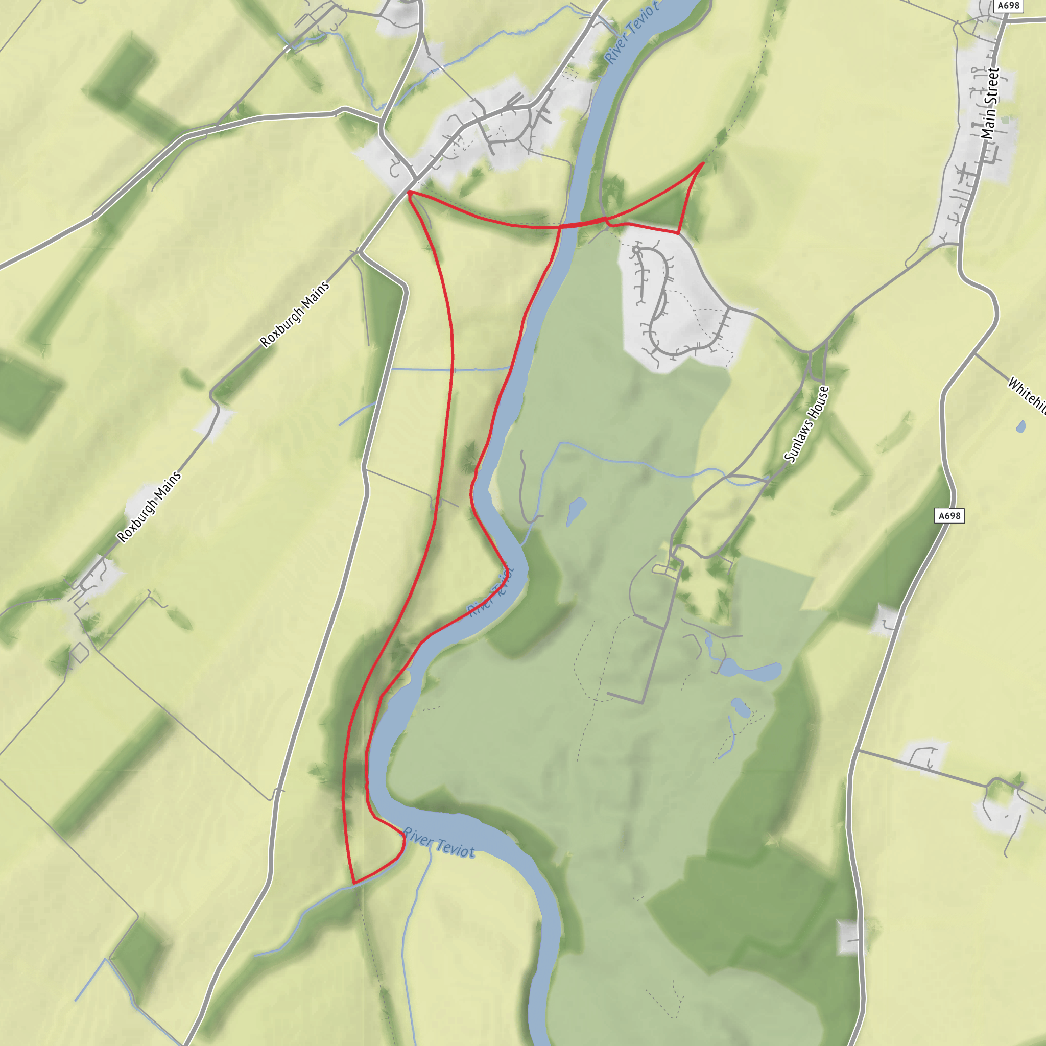 Nine Wells, River Teviot and Heiton Strip Loop mobile static map