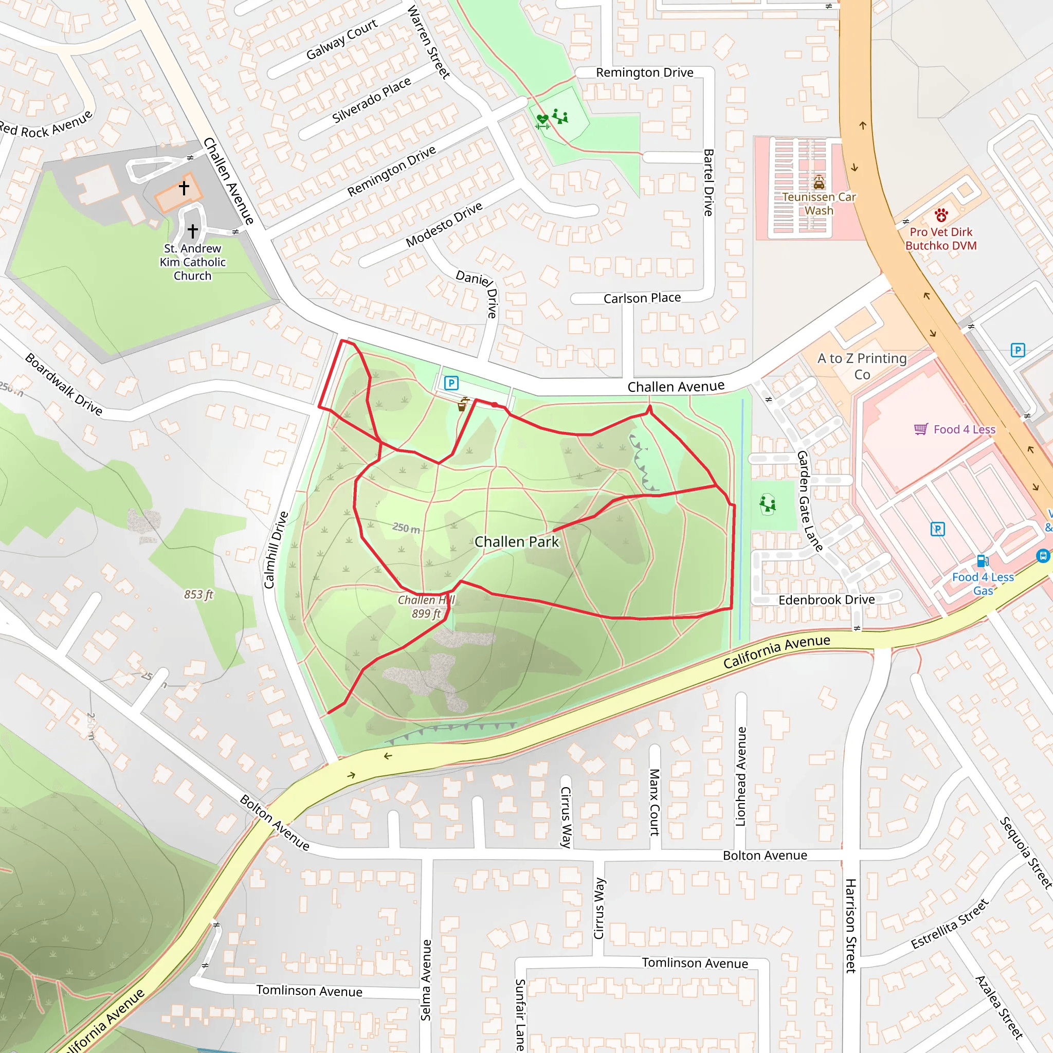 Challen Hill and Park Loop mobile static map