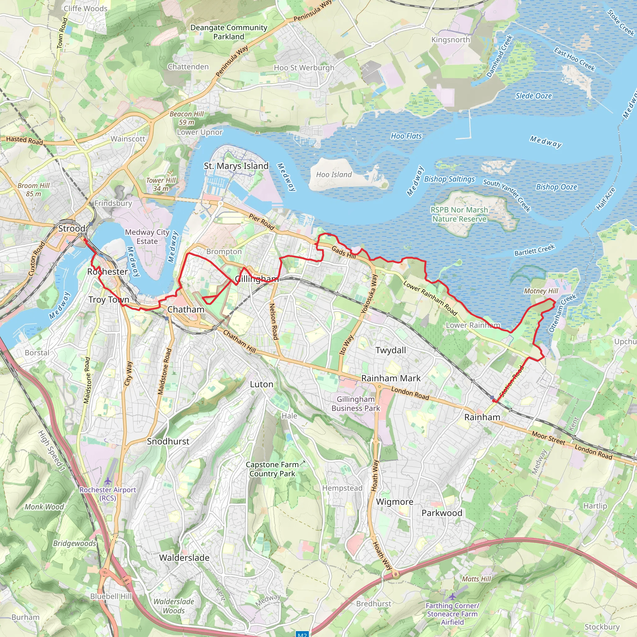 Saxon Shore Way - Strood to Rainham mobile static map
