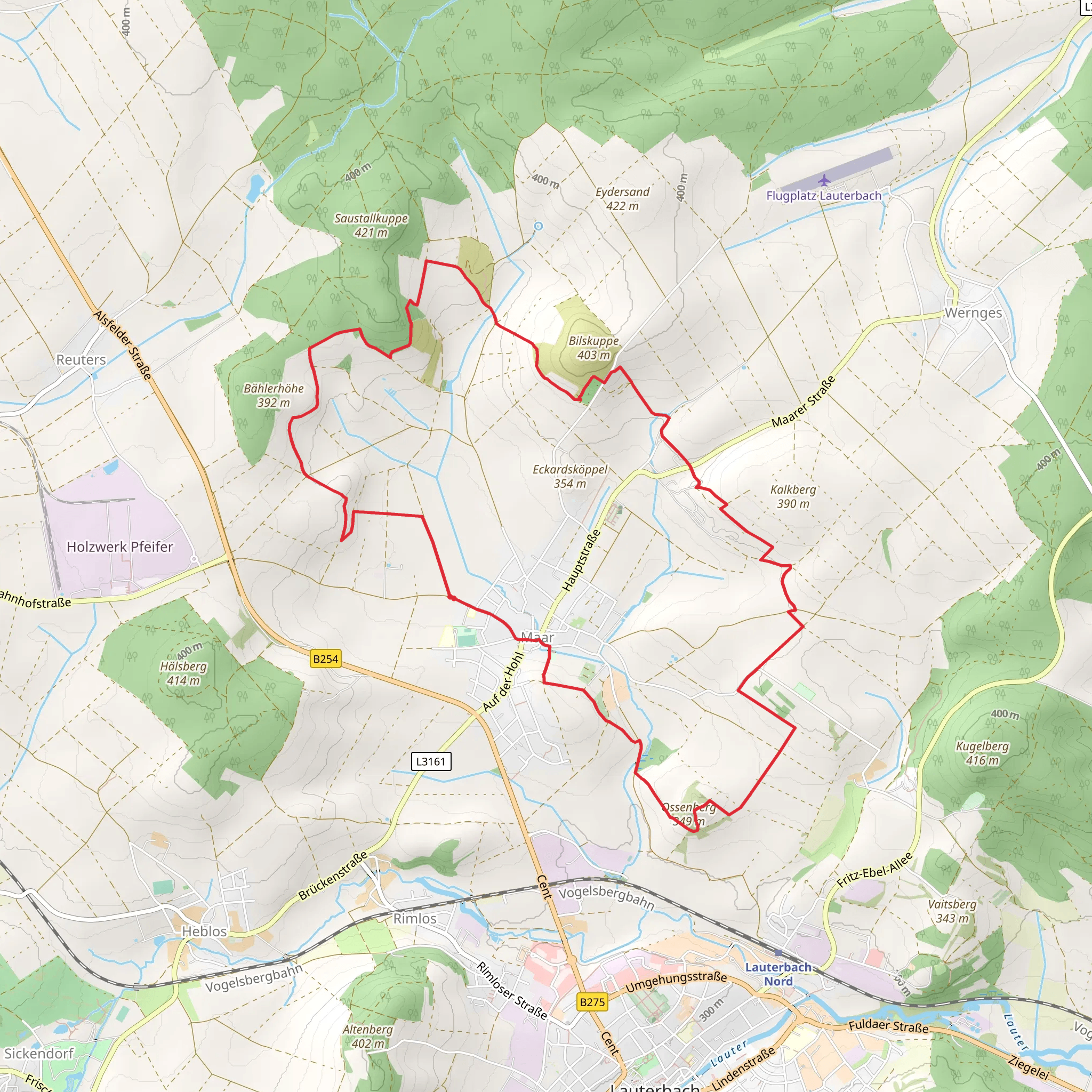 Bahlerhohe and Bilskuppe Loop via Wiesen Tour - Maar mobile static map