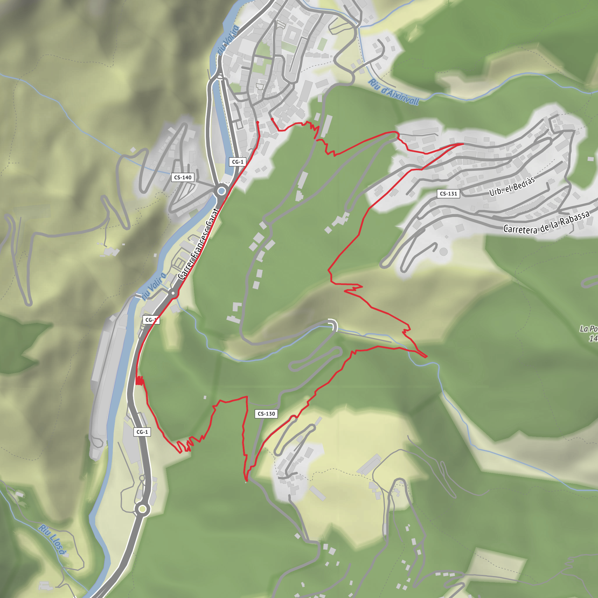 Camí dels bessets de baix Aixirivall - Auvinyà Circular mobile static map