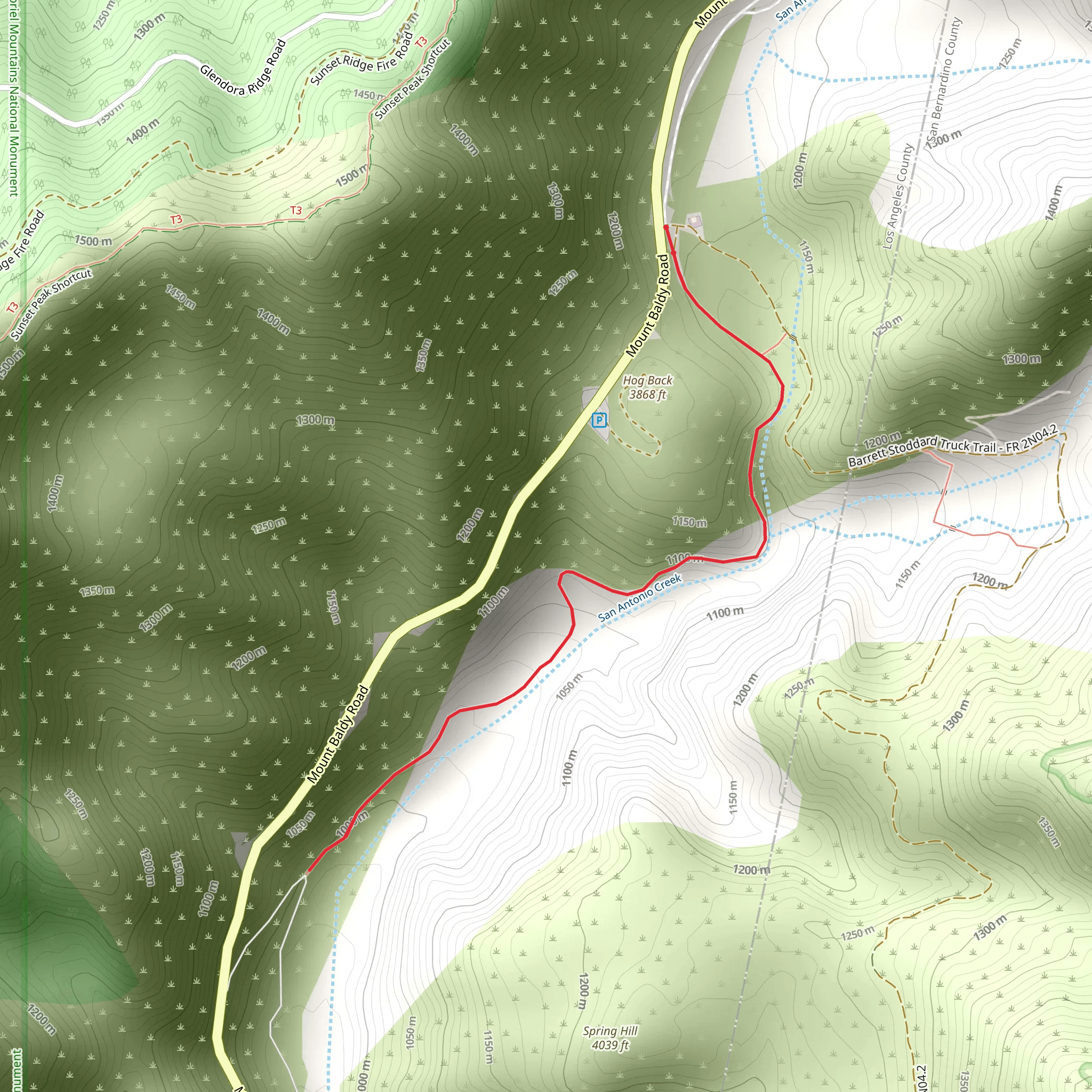 San Antonio Creek Out and Back mobile static map