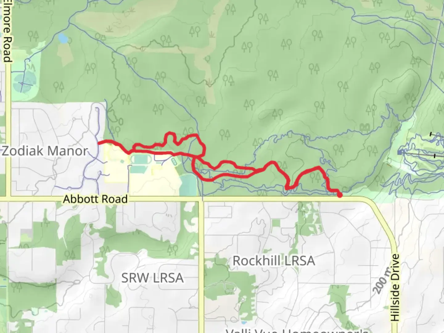 An image depicting the trail Sahalee Connector and Randy's Loop and its surrounding area.