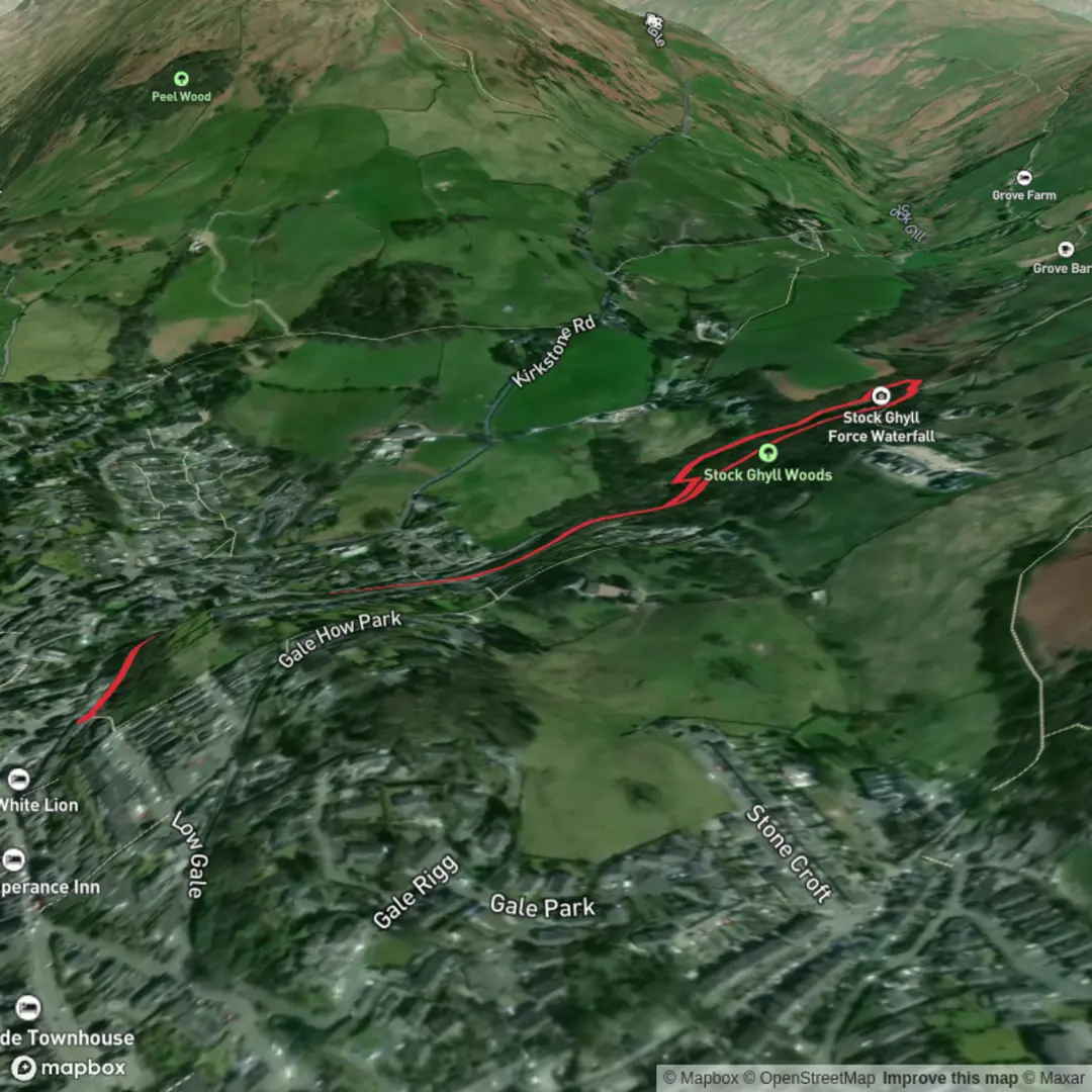 An image depicting the trail Stock Ghyll short walk and its surrounding area.