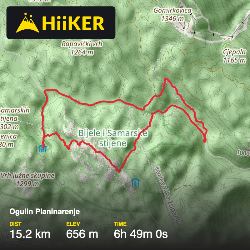 A map preview of the recording Ogulin Planinarenje.