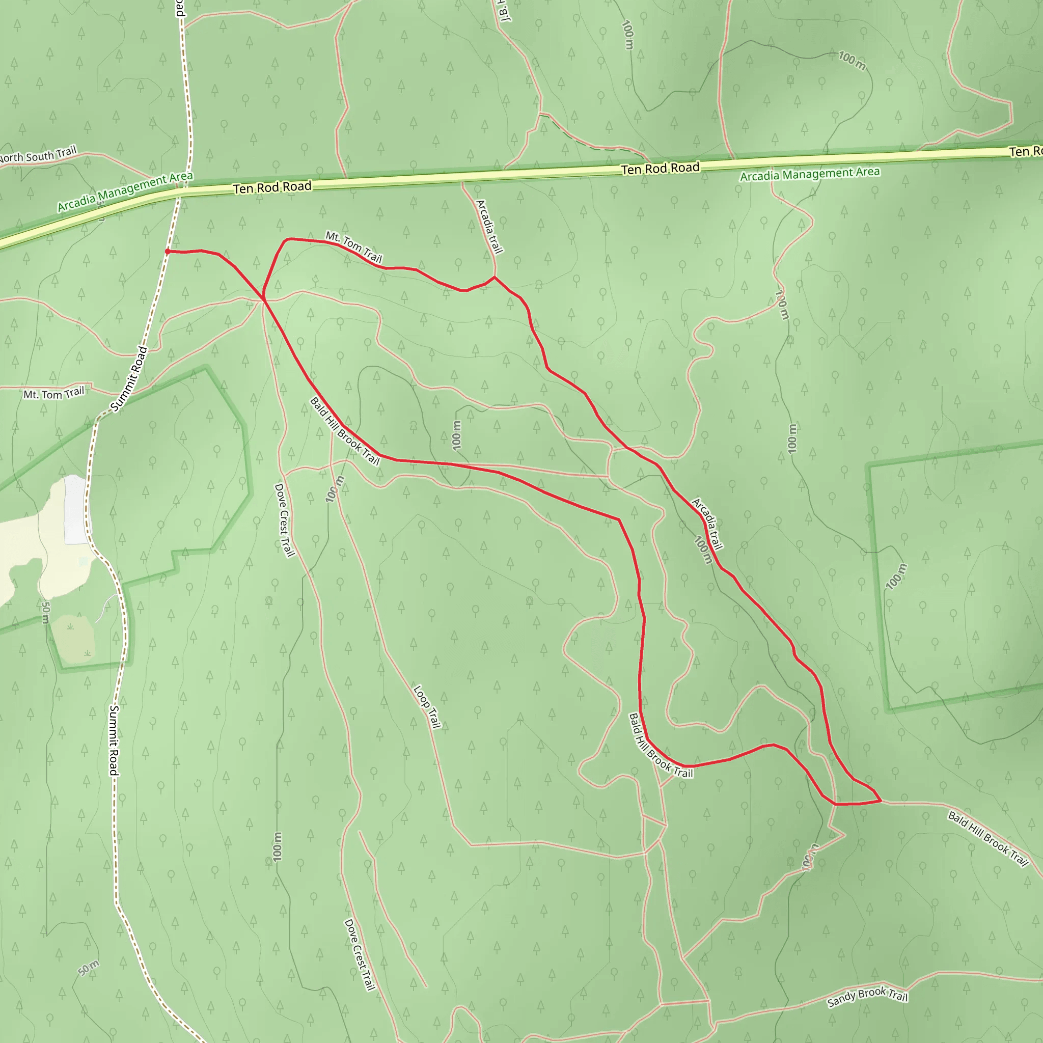 Bald Hill Brook - Arcadia Loop Trail mobile static map