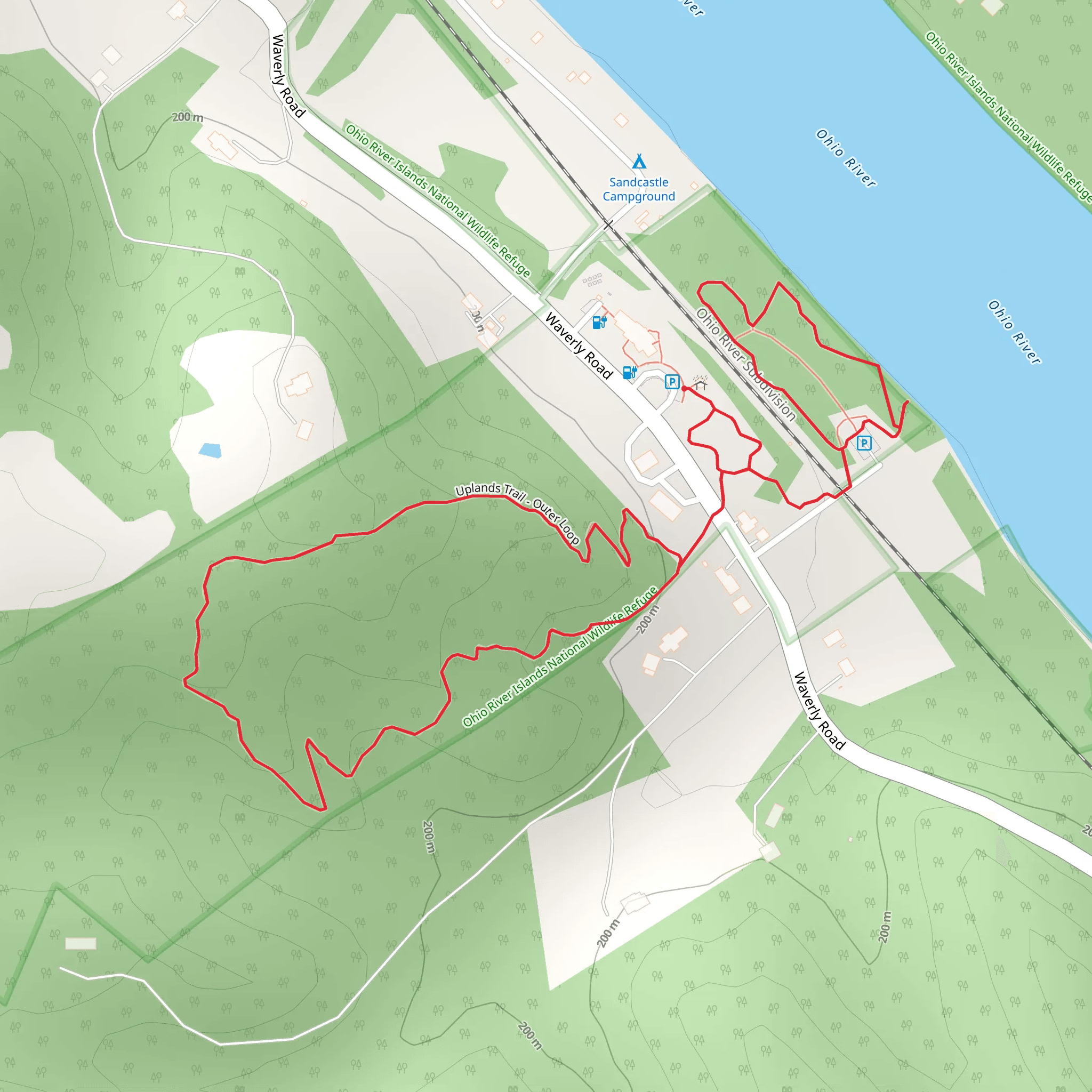Uplands Trail - Outer Loop and Riverview Trail mobile static map