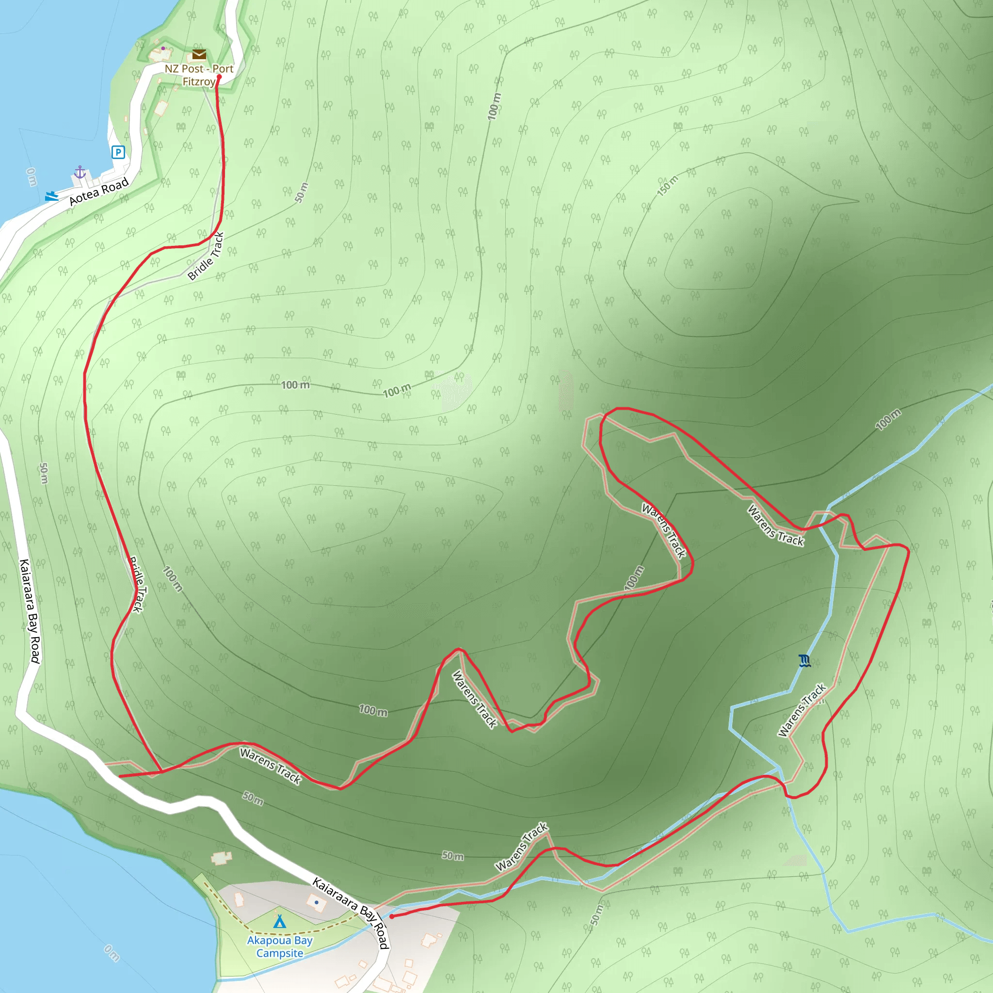Port FitzRoy - Warrens and Bridle Track mobile static map