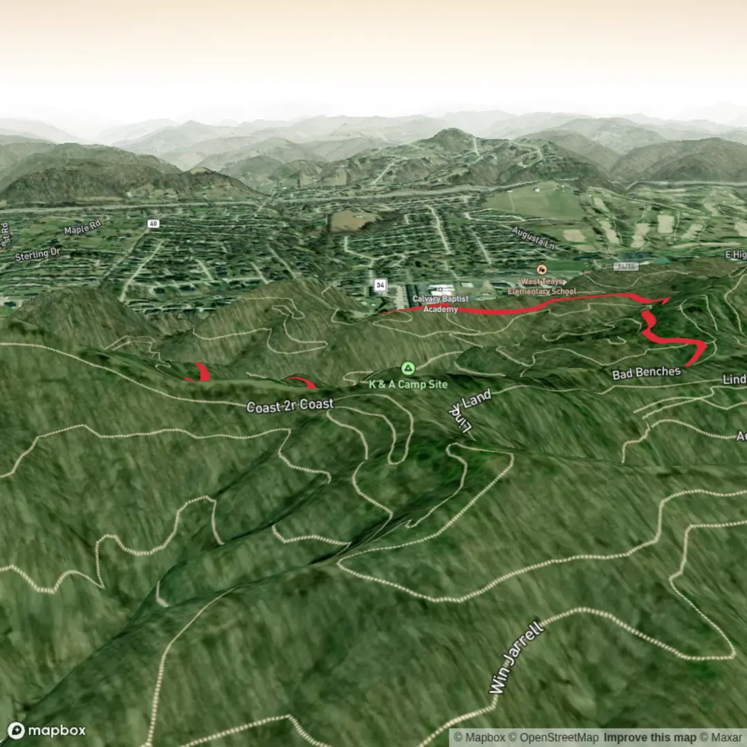 An image depicting the trail Bad Benches Trail and its surrounding area.