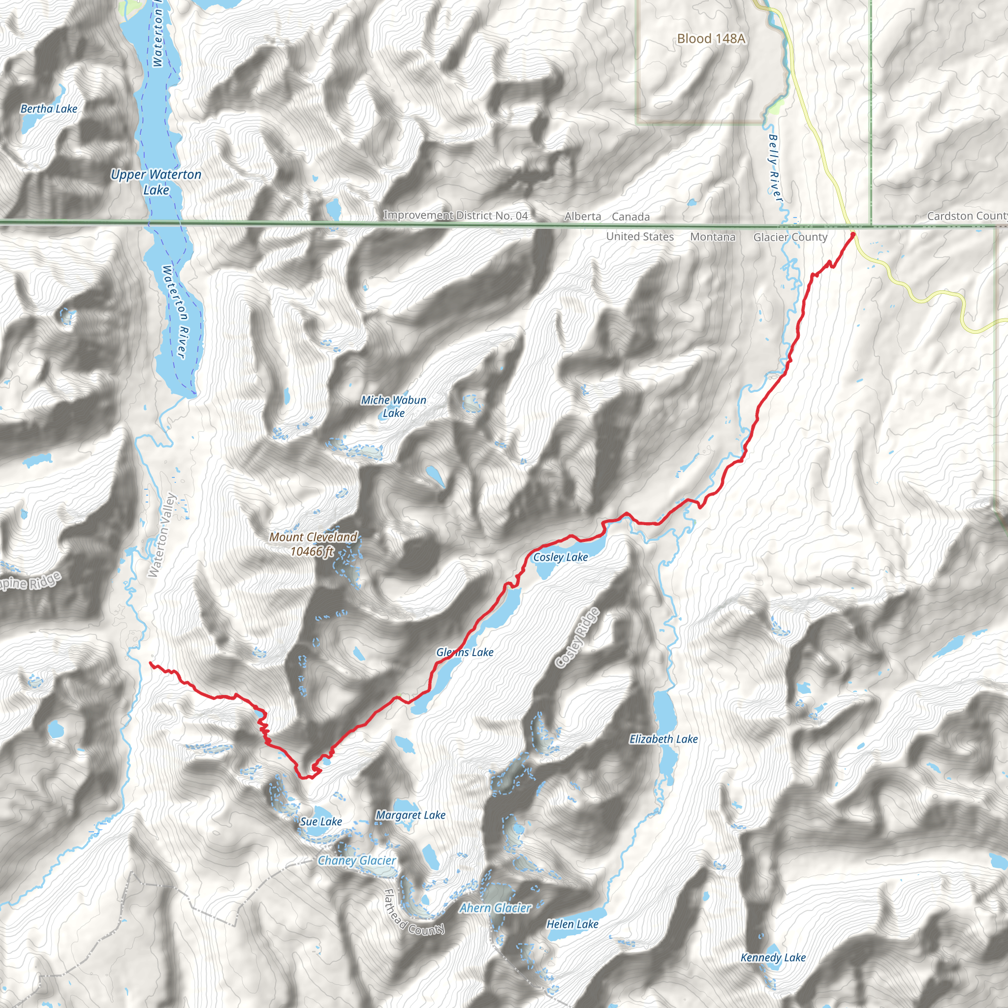 Stoney Indian Pass via Belly River Trail mobile static map