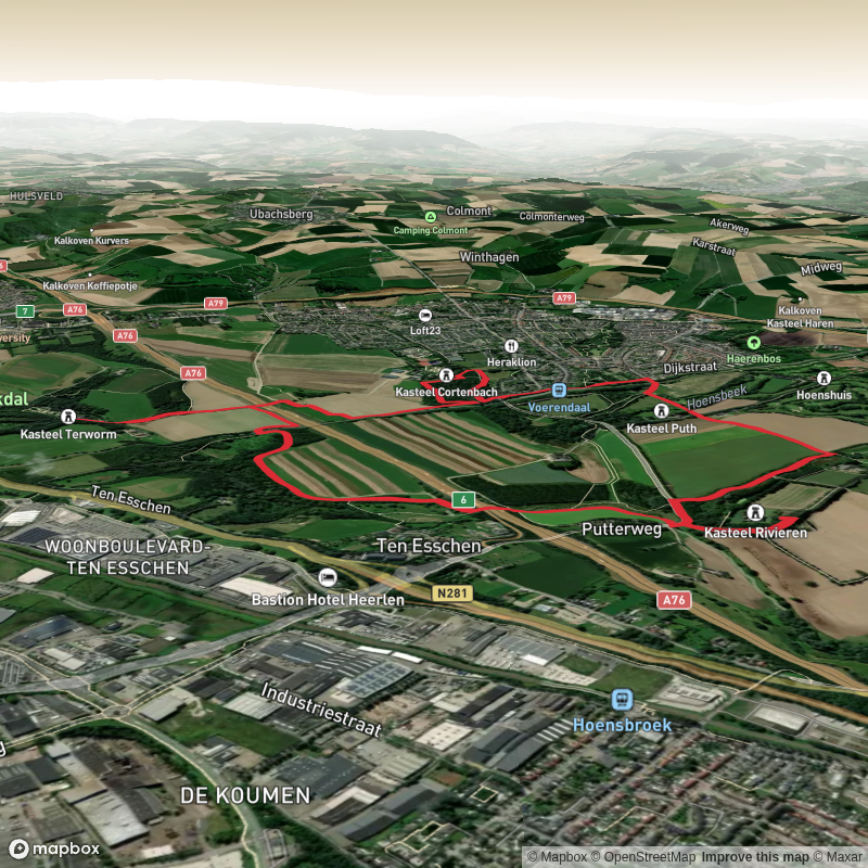 Cortenbachersbos, Kasteel Terworm and Kasteel Rivieren via Puttervoetpad