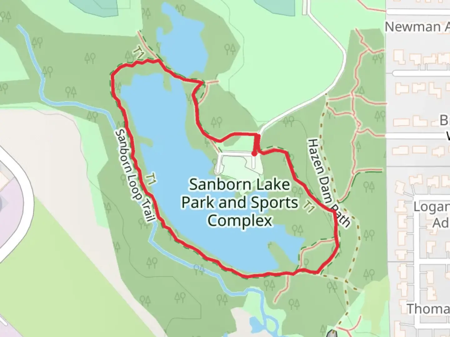 An image depicting the trail Sanborn Lake Loop and its surrounding area.