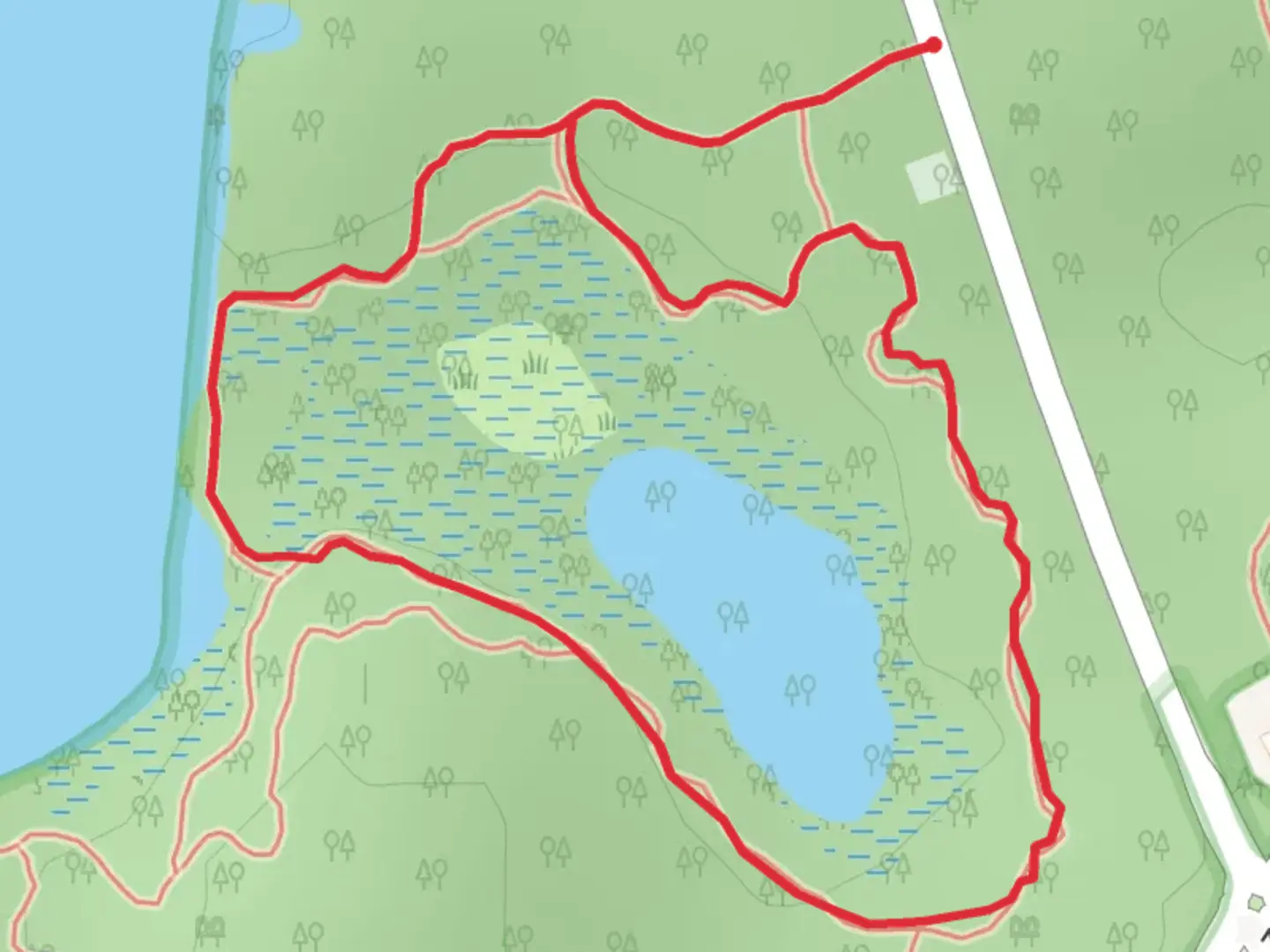 An image depicting the trail Lily Pond Loop Trail - Wakeby and its surrounding area.