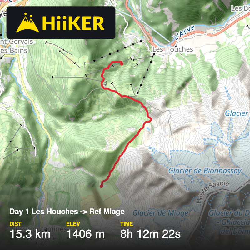 A map preview of the recording Day 1 Les Houches -> Ref Miage.