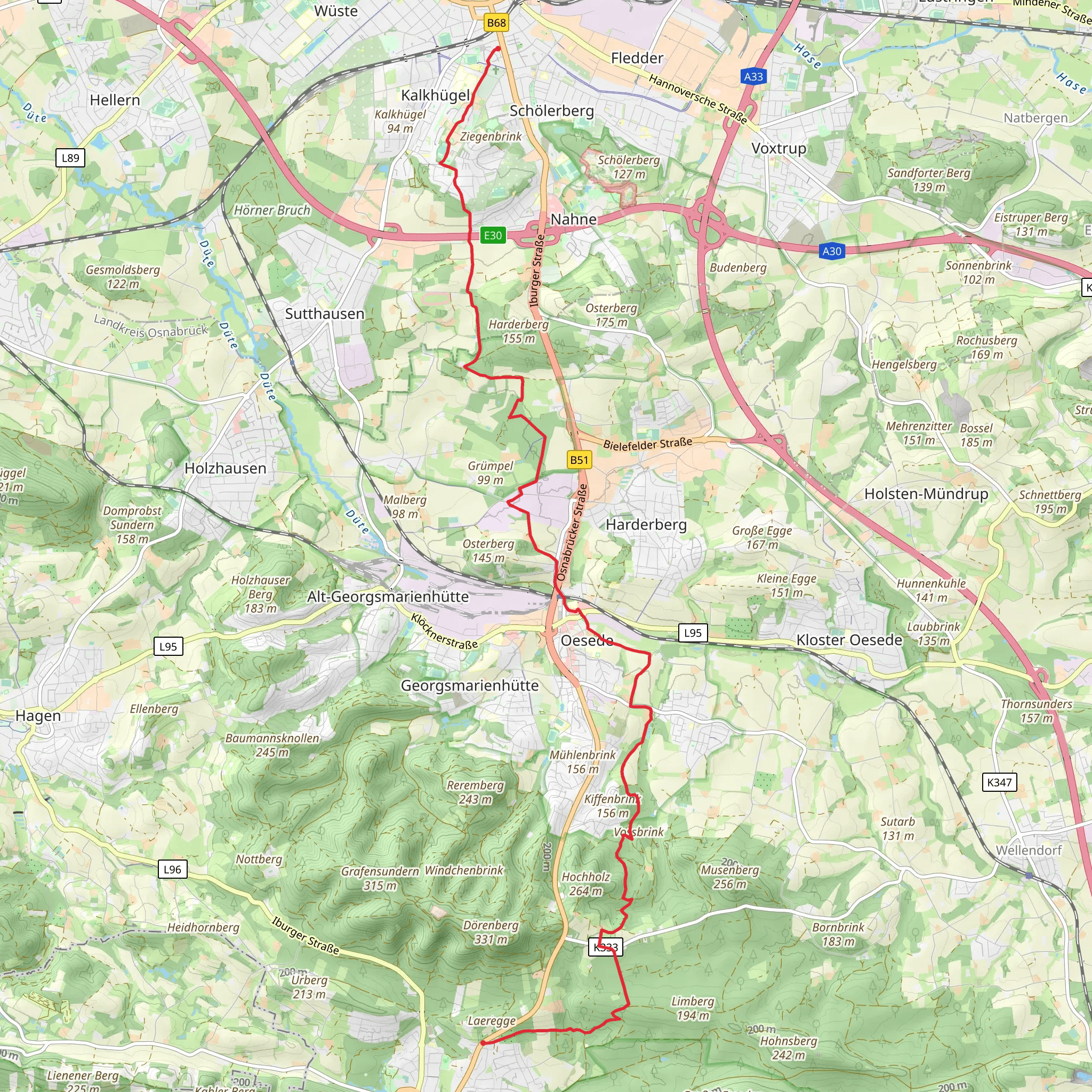 Osnabruck to Bad Iburg Walk mobile static map