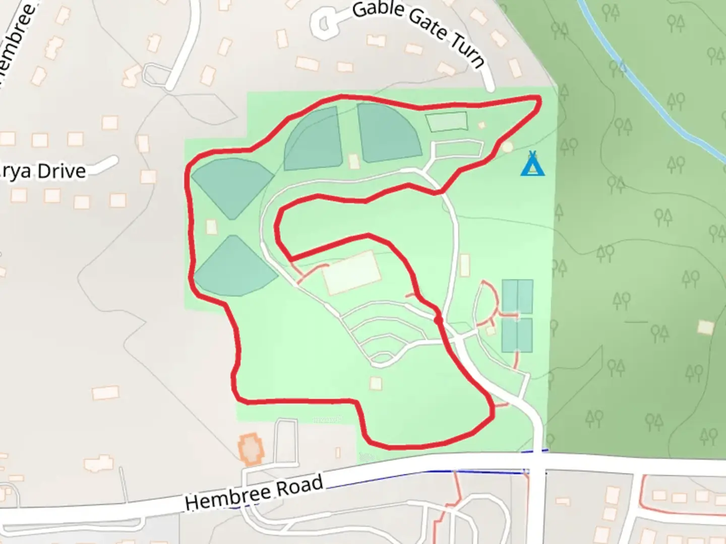 An image depicting the trail Hembree Road Loop and its surrounding area.