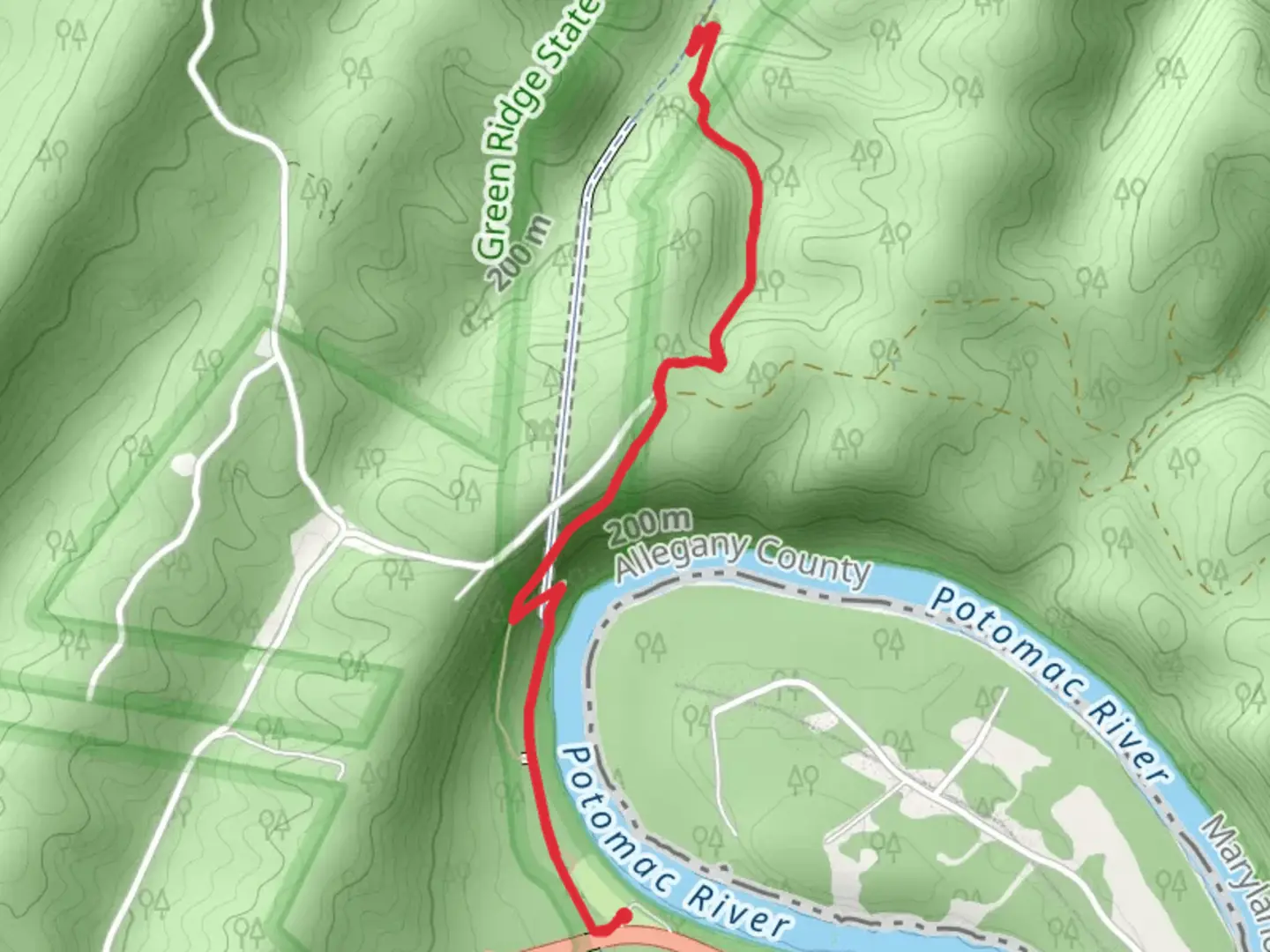 An image depicting the trail Chesapeake and Ohio Canal Trail and Paw Paw Tunnel Hill Trail and its surrounding area.