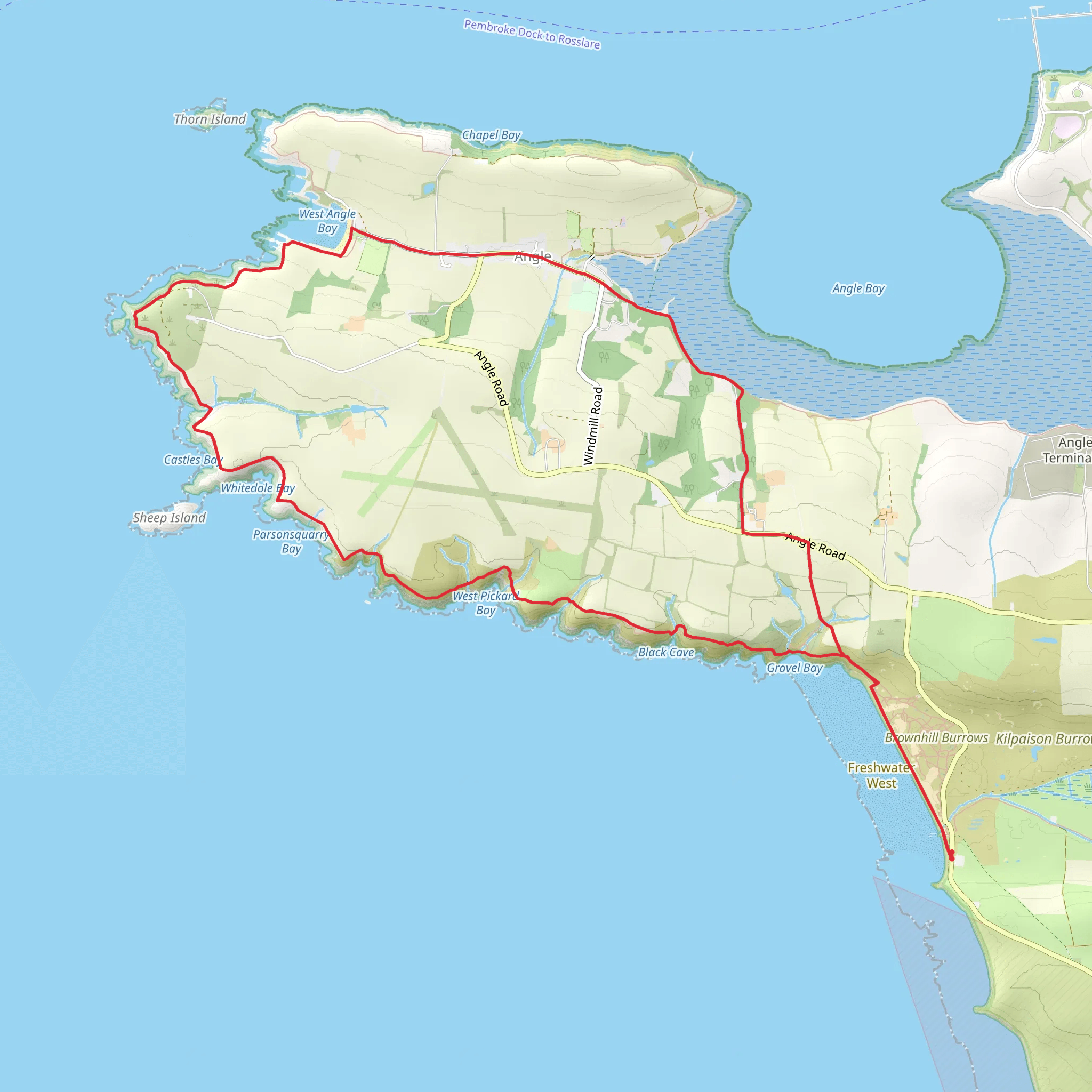 Freshwater West and Angle mobile static map