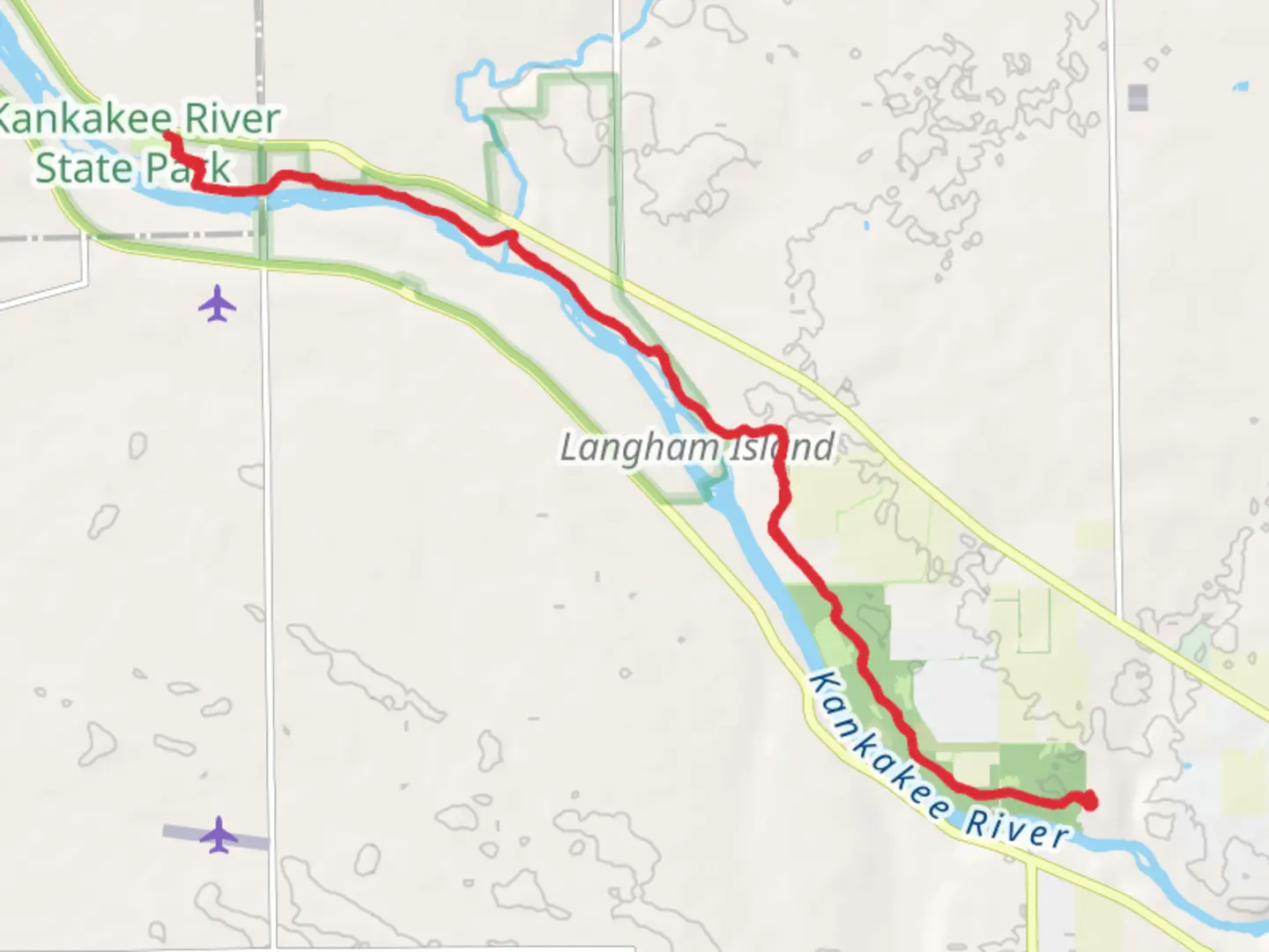 An image depicting the trail Walk along Kankakee River - Davis Creek Group Camp and its surrounding area.