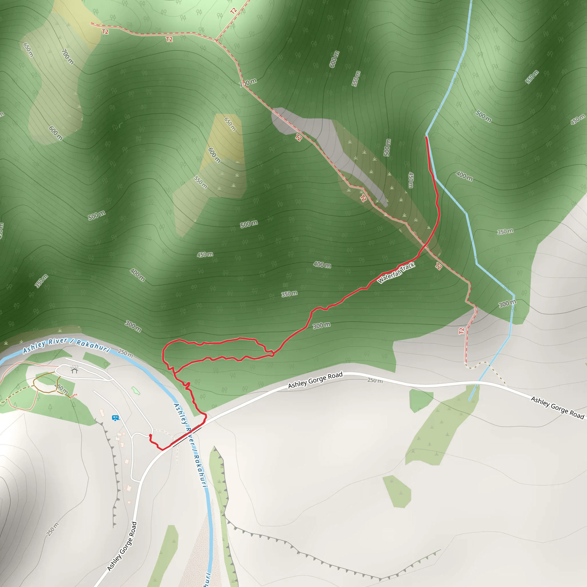 Ashley Gorge Loop and Waterfall Track mobile static map