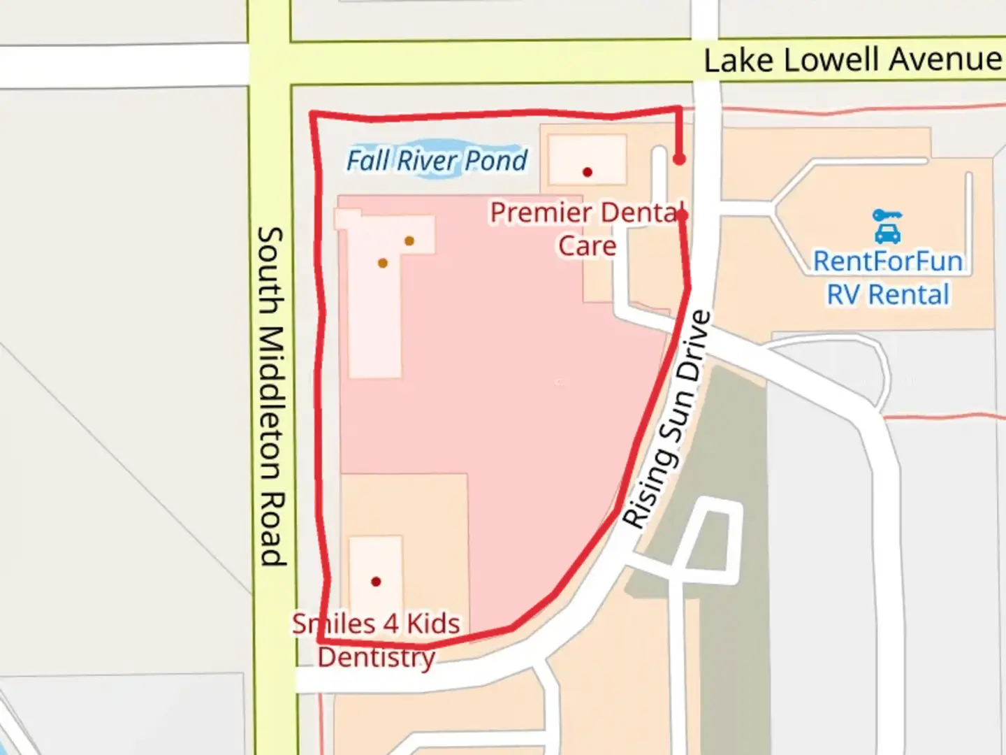 An image depicting the trail Fall River Pond and Rising Sun Road Loop and its surrounding area.