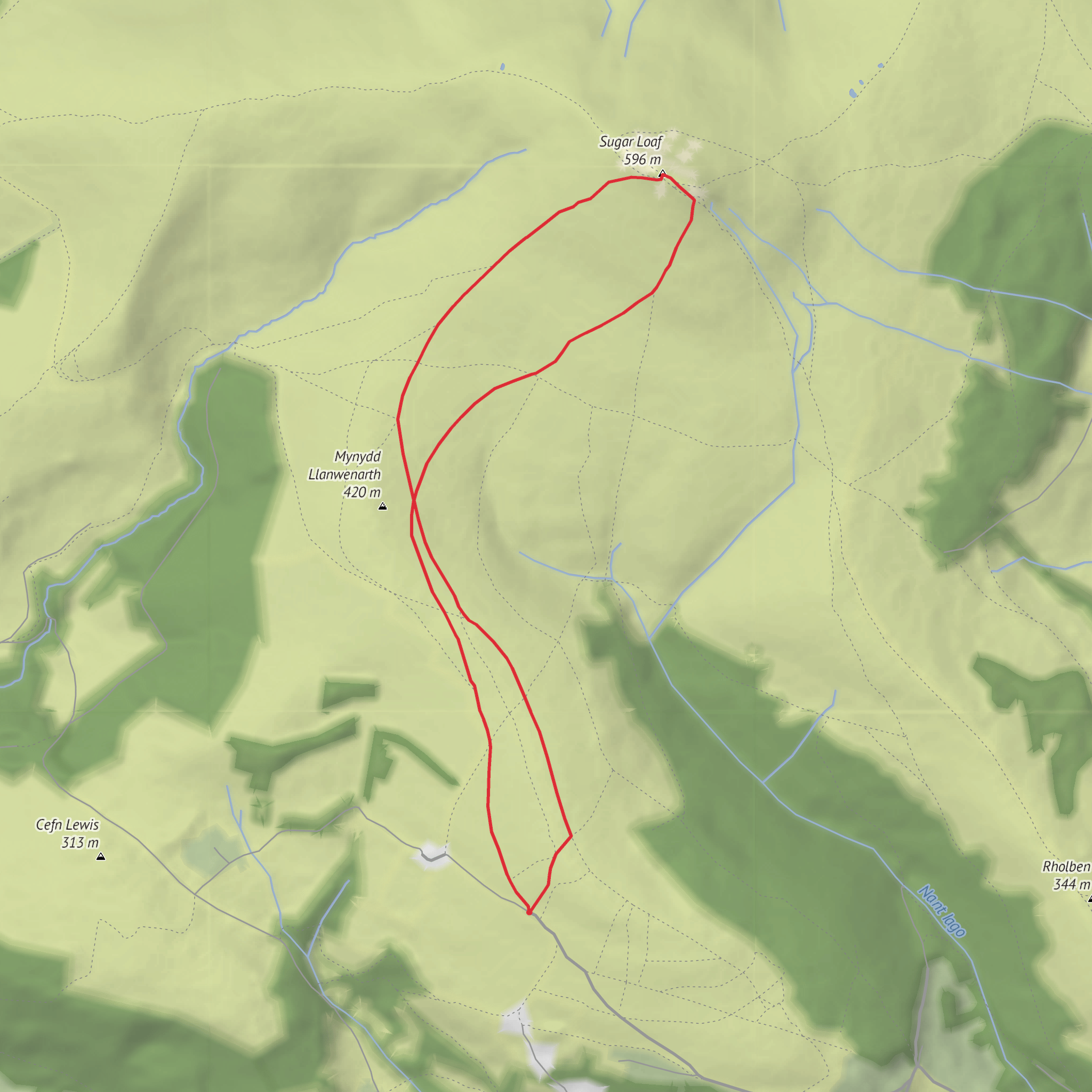 Mynydd Llanwenarth and Sugar Loaf Loop mobile static map