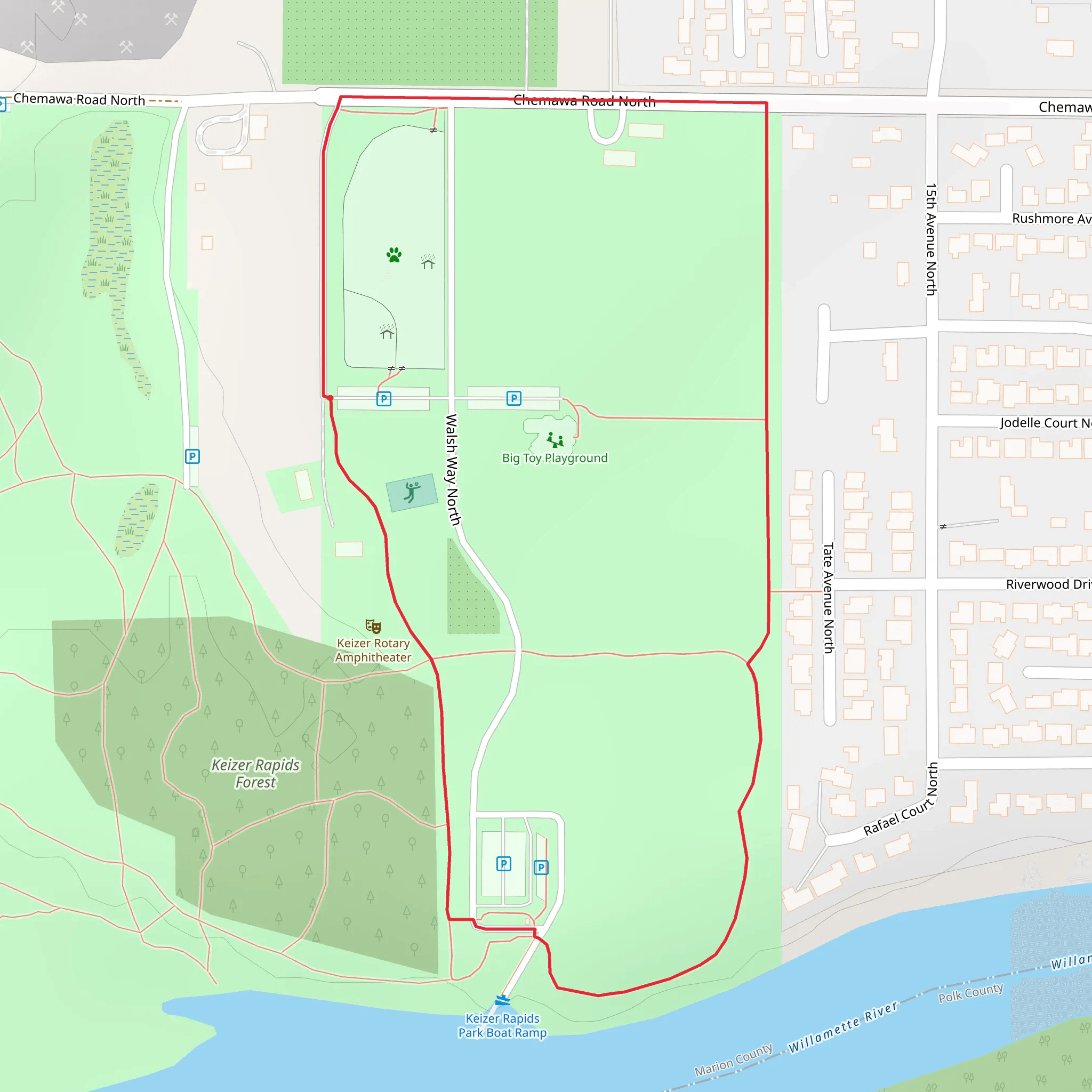 Keizer Rapids Park East Loop mobile static map