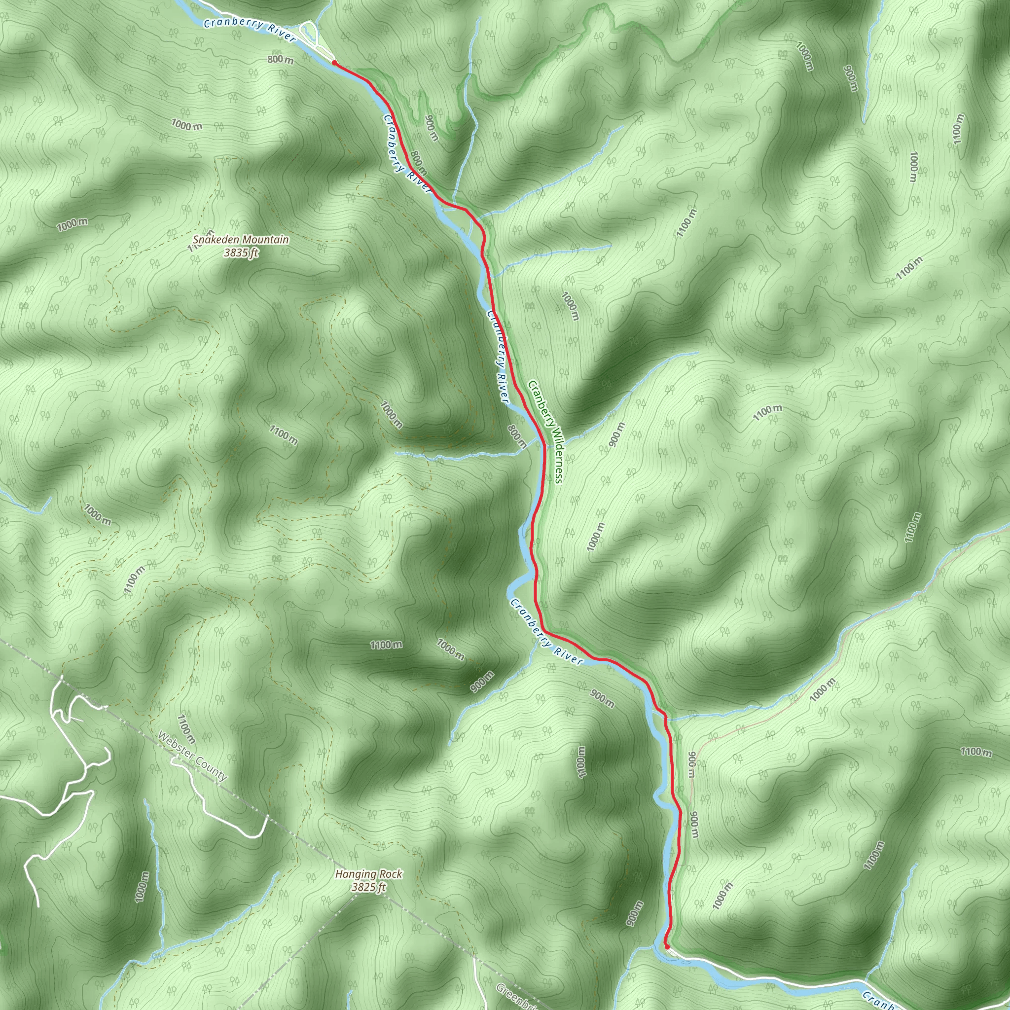 Walk along Cranberry River mobile static map