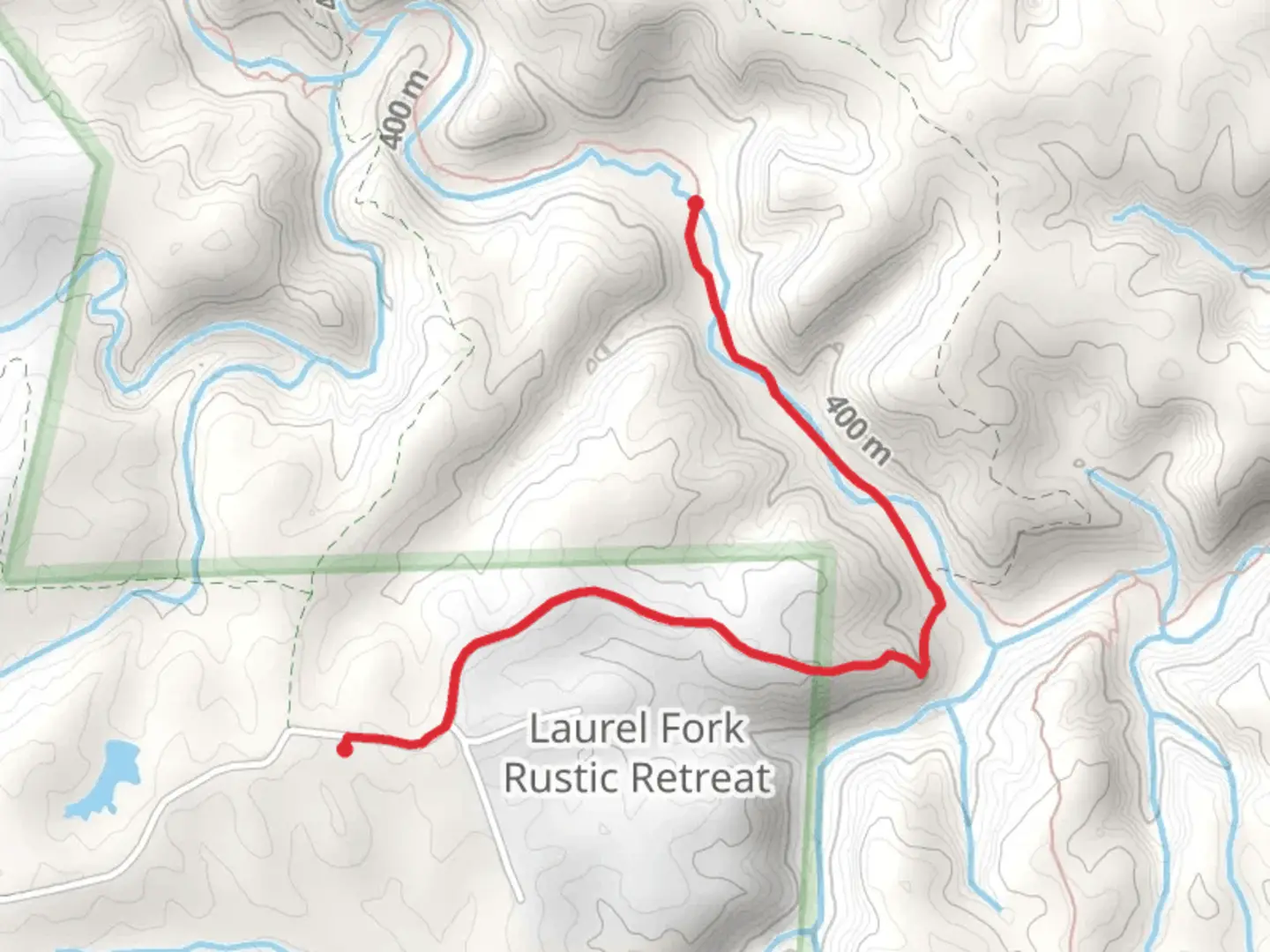 An image depicting the trail Laurel Fork Creek and Salt Pine Ridge Trail and its surrounding area.