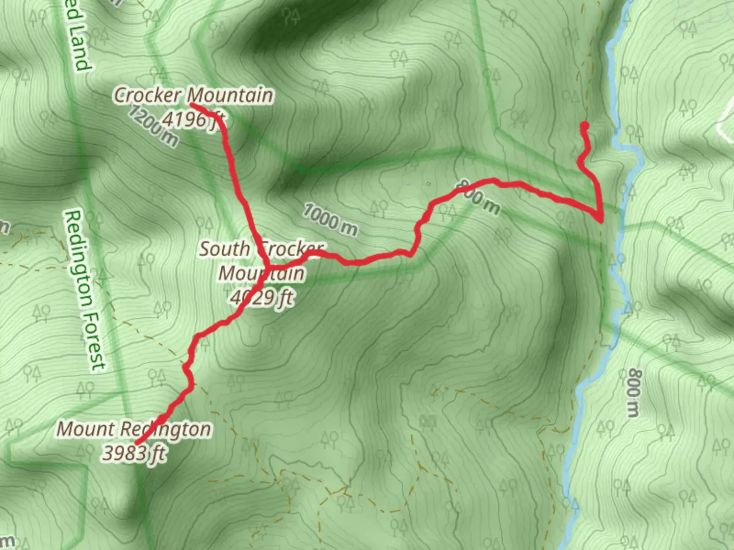 An image depicting the trail Crocker Mountain and Mount Redington Trail and its surrounding area.