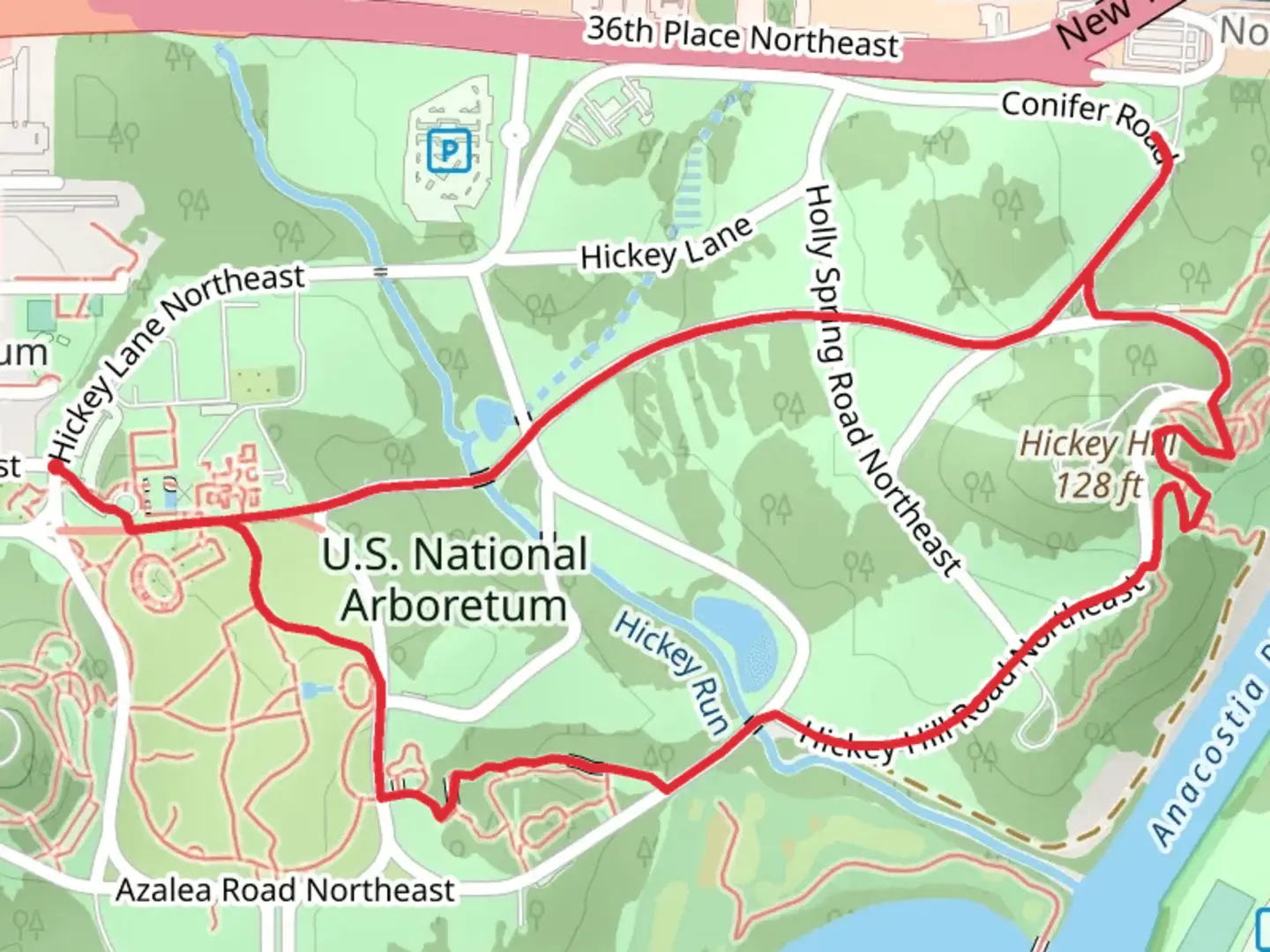 An image depicting the trail Hickey Hill Loop and its surrounding area.