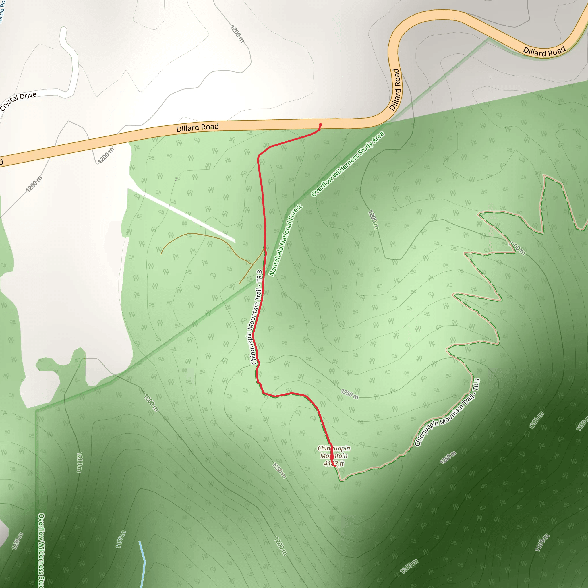 Chinquapin Mountain from Dillard Road mobile static map