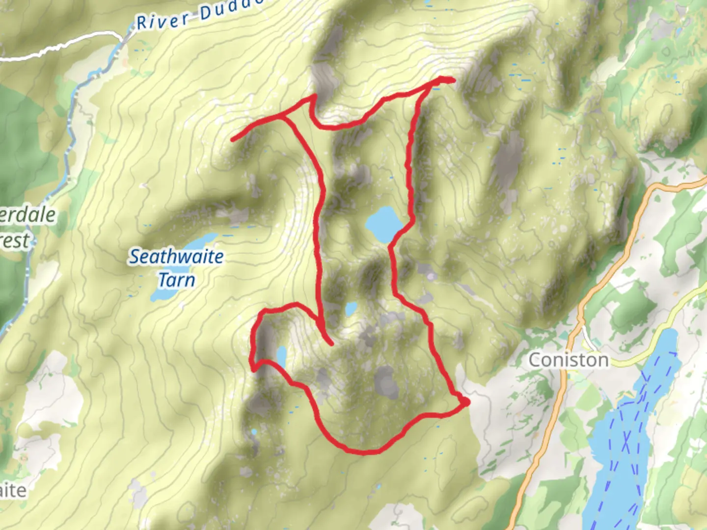 An image depicting the trail Coniston Fells and its surrounding area.