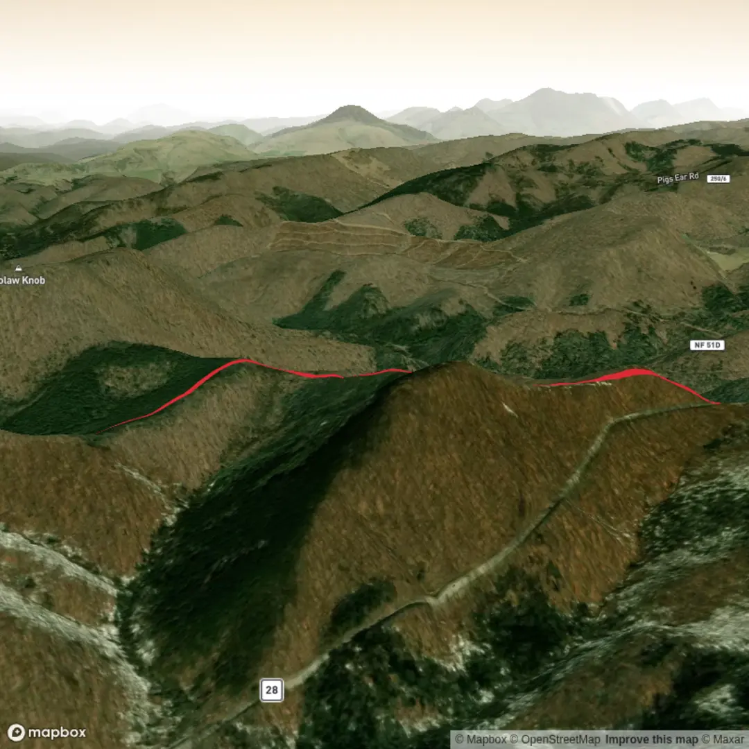 An image depicting the trail Poca Run and its surrounding area.