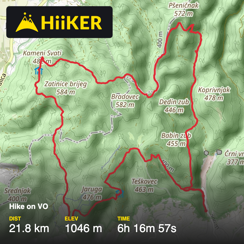 A map preview of the recording Hike on VO.