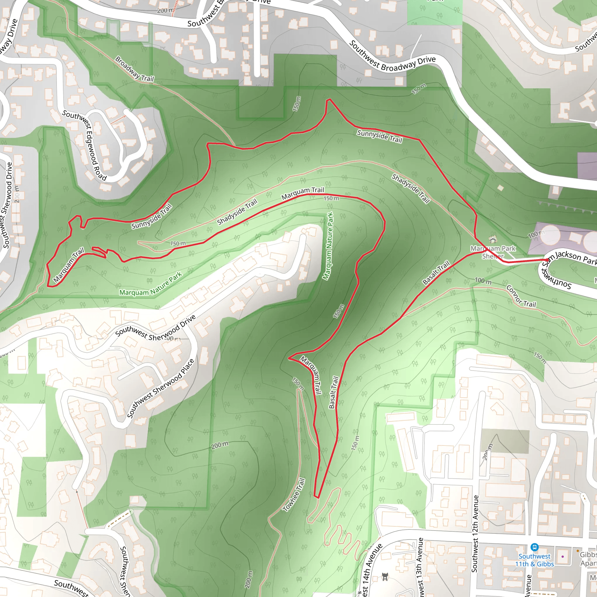 Sunnyside Trail and Marquam Loop Trail mobile static map