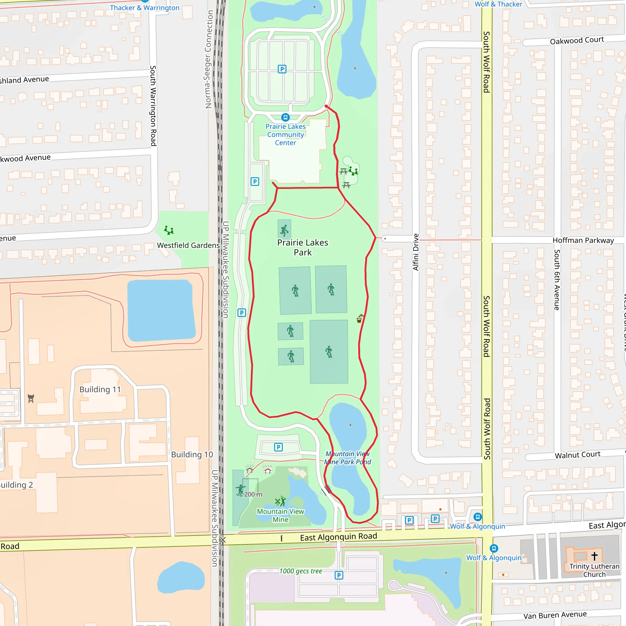 Prairie Lakes Park Loop mobile static map