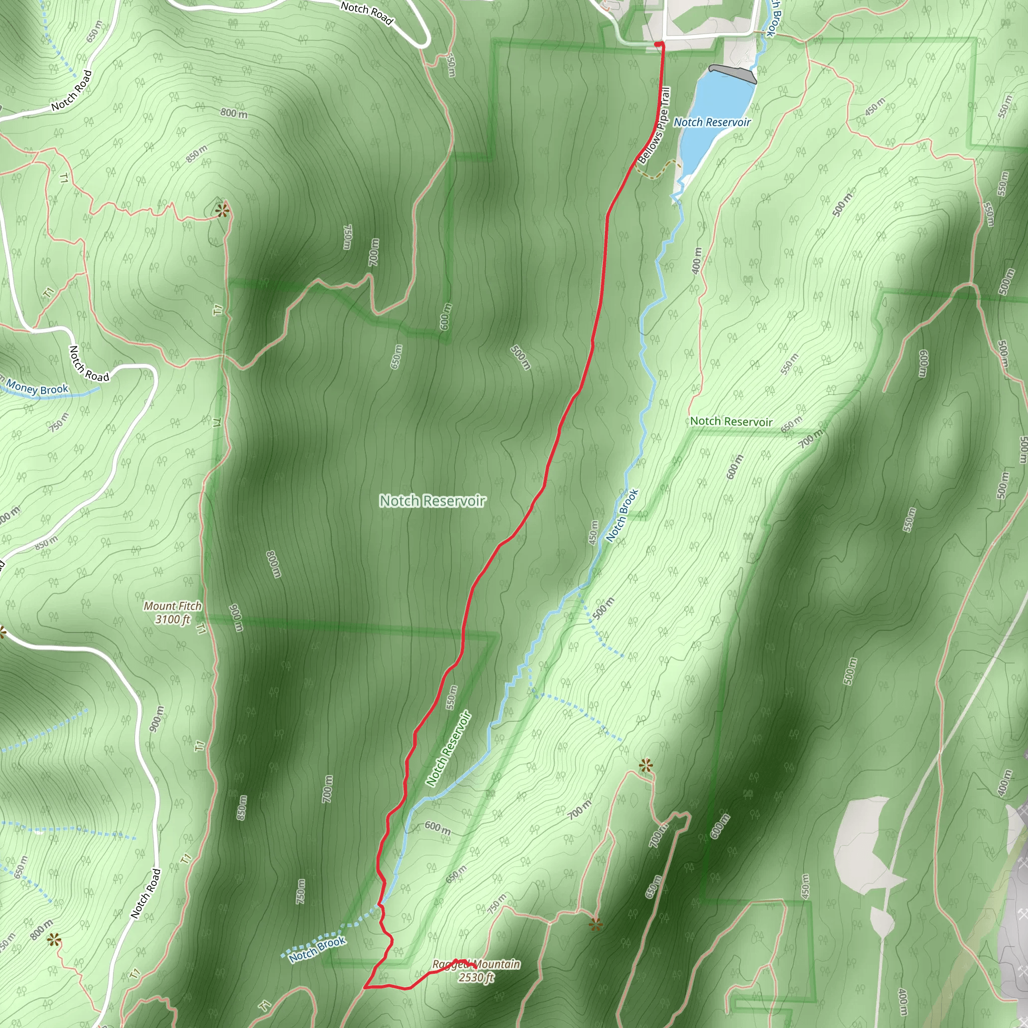 Ragged Mountain from Notch Road mobile static map