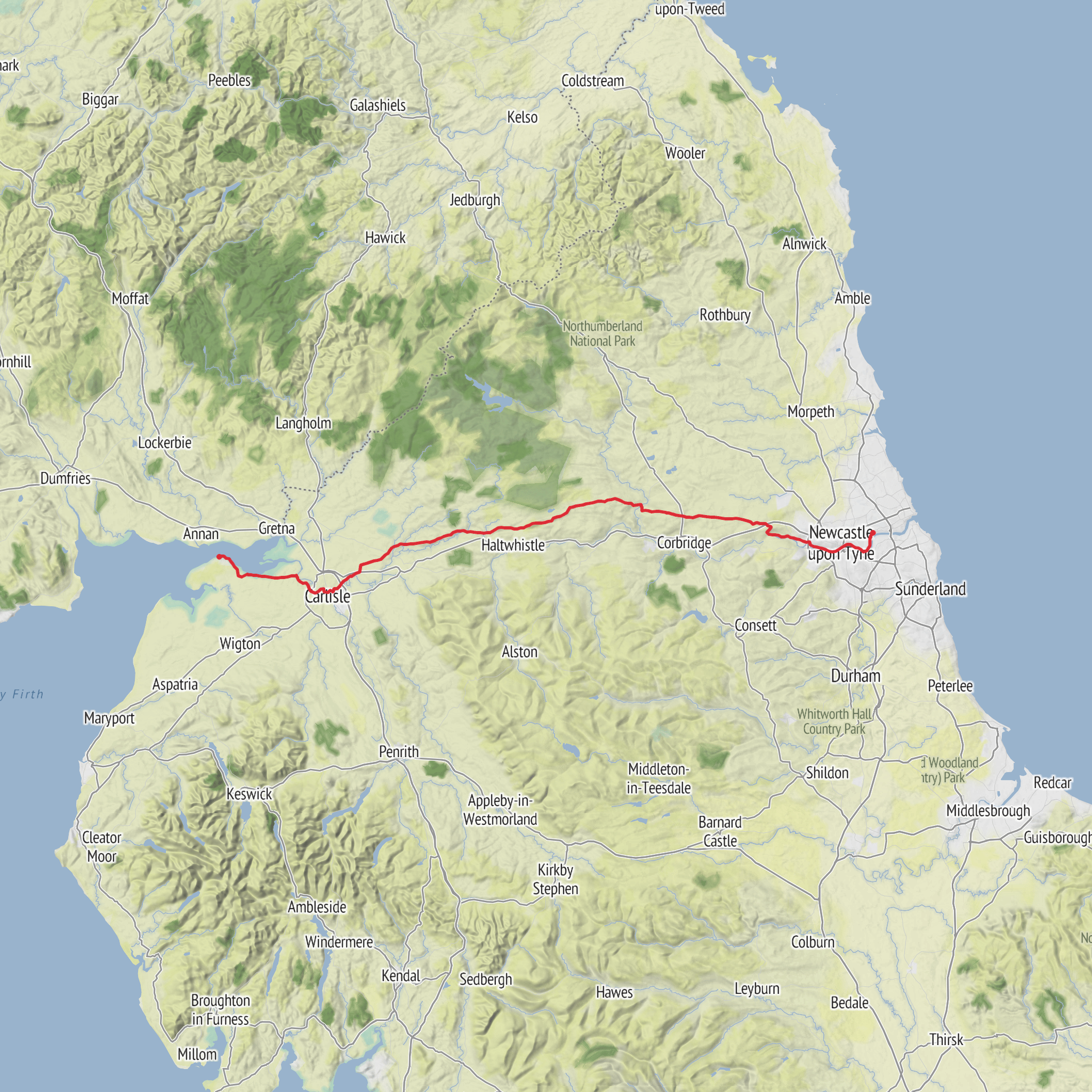 Hadrian's Wall Path mobile static map