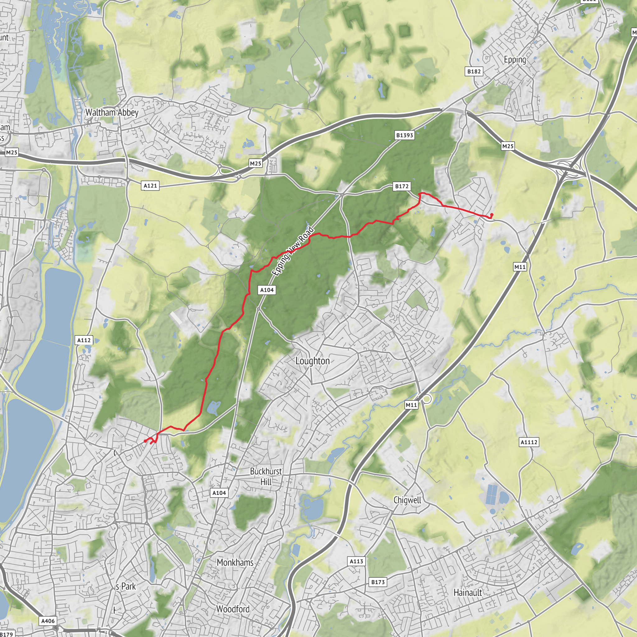 Theydon bois to Chingford mobile static map