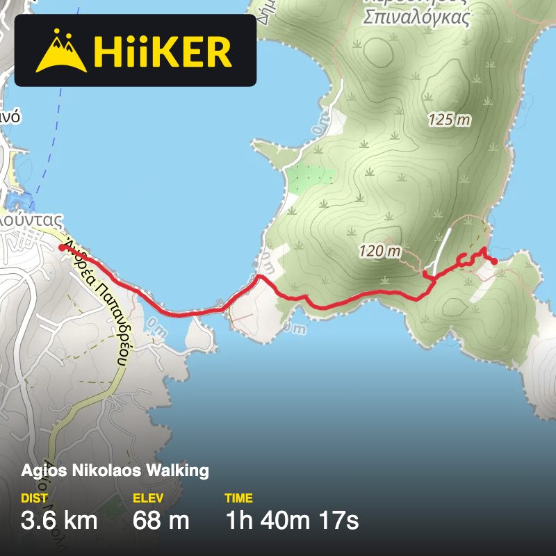 A map preview of the recording Agios Nikolaos Walking.