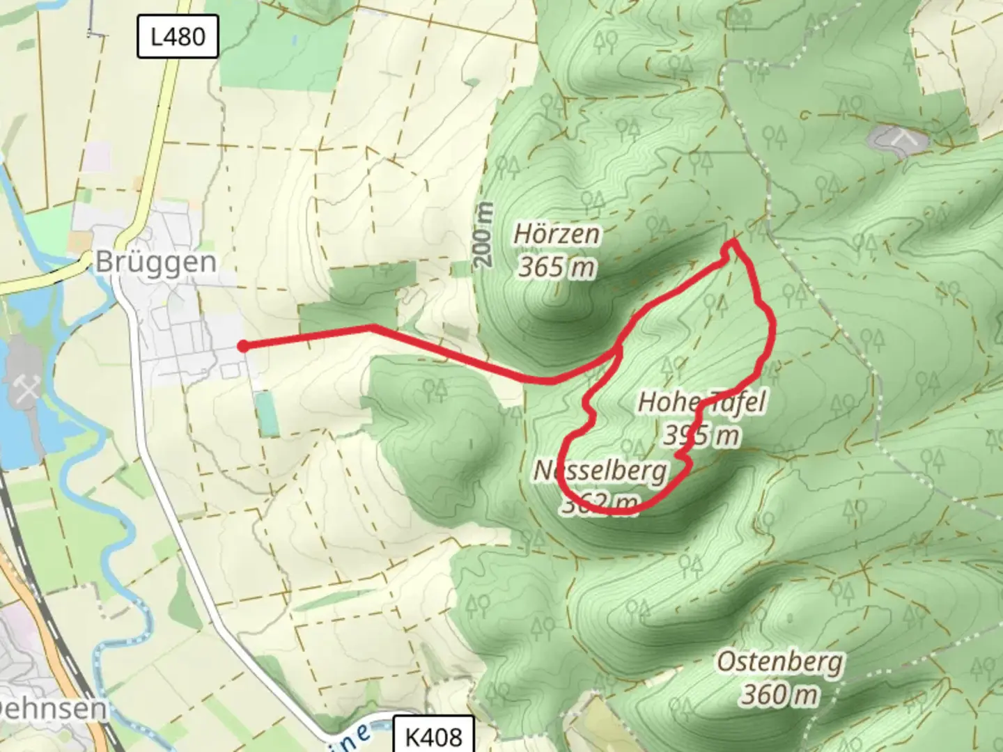 An image depicting the trail Hohe Tafel and Nasselberg Loop and its surrounding area.