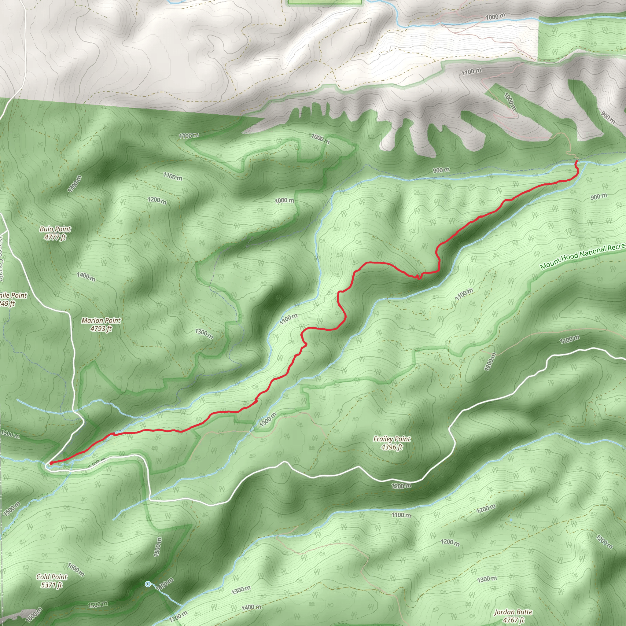 Cedar Creek via Fifteenmile Trail mobile static map