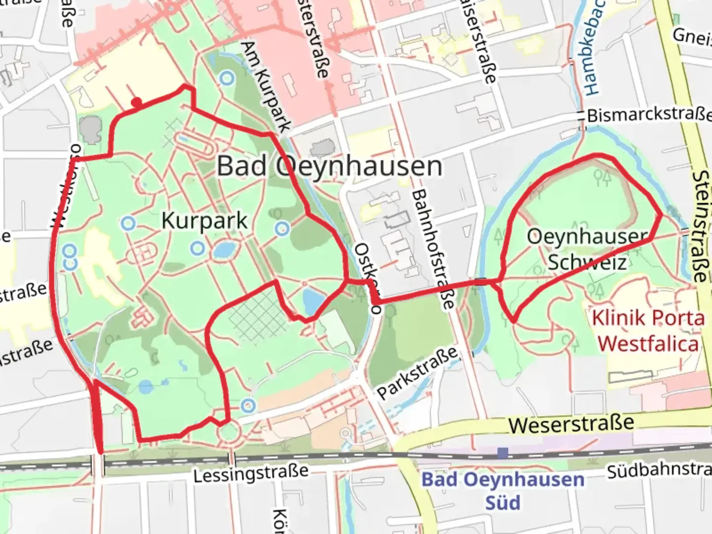 An image depicting the trail Kupark and Oeynhauser Schweiz via VitalWanderwelt and its surrounding area.