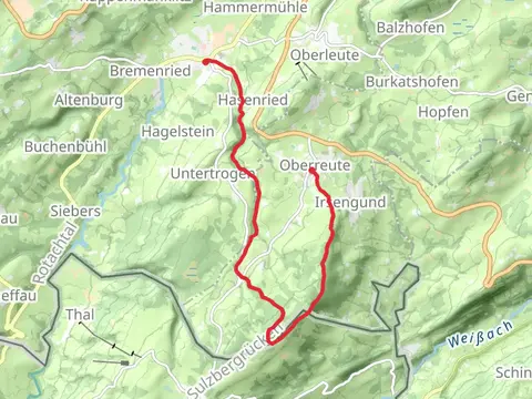 Oberreute to Weiler im Allgäu via hausbachklamm and Grenzer Pfad